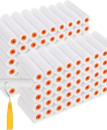 100 Pcs 4 Inch Foam Paint Roller with 2 Handles, Mini High Density Foam Roller Refills Paint Edger Tool for Walls Brings Smooth Finishes Flat Surfaces (White)