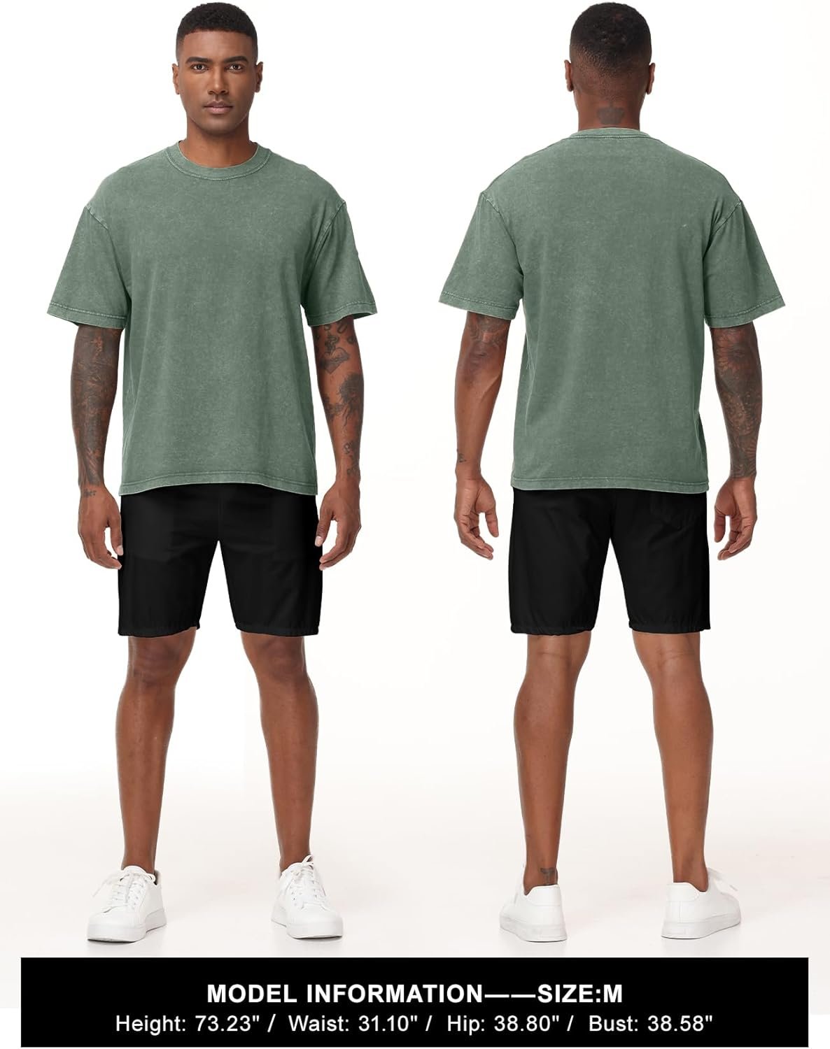 Eiscntd Men's Oversized T-Shirts Heavyweight Cotton Vintage Washed Loose Fit Unisex Baggy Tee Shirts