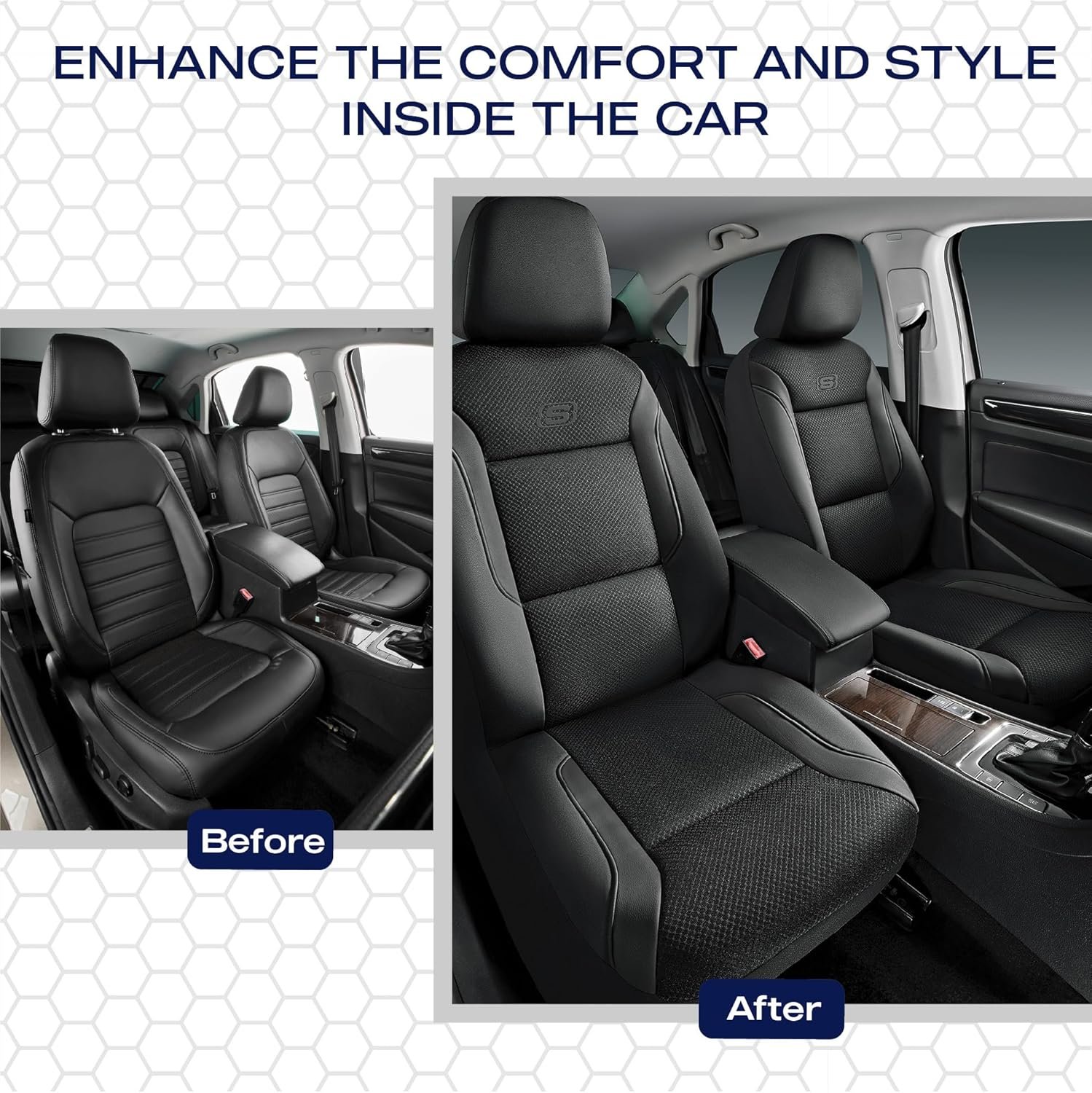 Skechers Memory Foam Seat Covers, Air Cool Mesh Thick Car Seat Covers, Car Seat Covers Front Seats Airbag Compatible, Universal Automotive Comfort for Most Cars, Vans, Trucks, SUV,Black