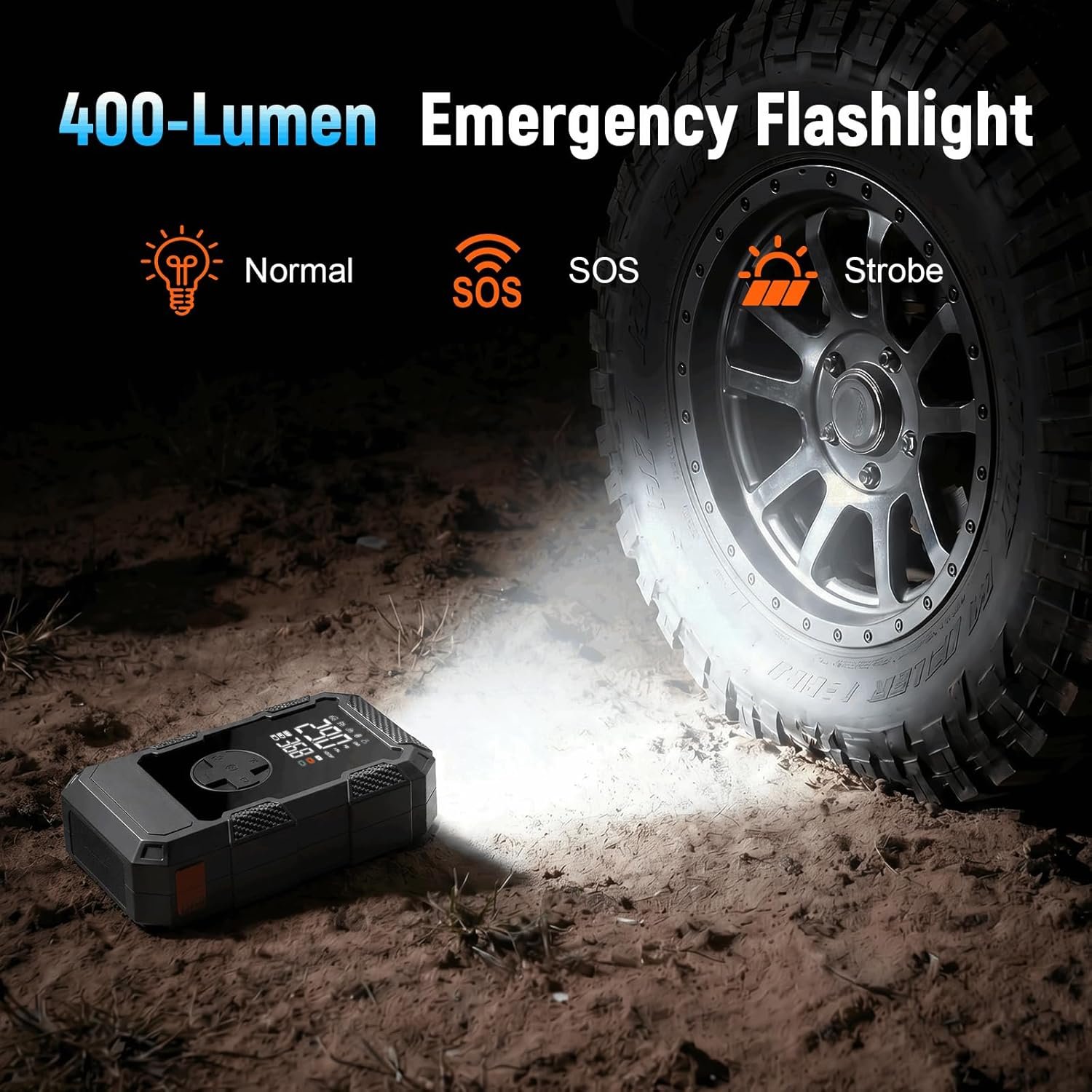 4000A Car Jumper Starter Portable with Air Compressor, 12V Battery Jump Starter with Tire Pump 150PSI for 10L Gas Diesel Engines, Car Battery Jumper Pack Combo with LED Light, Father Day Gift