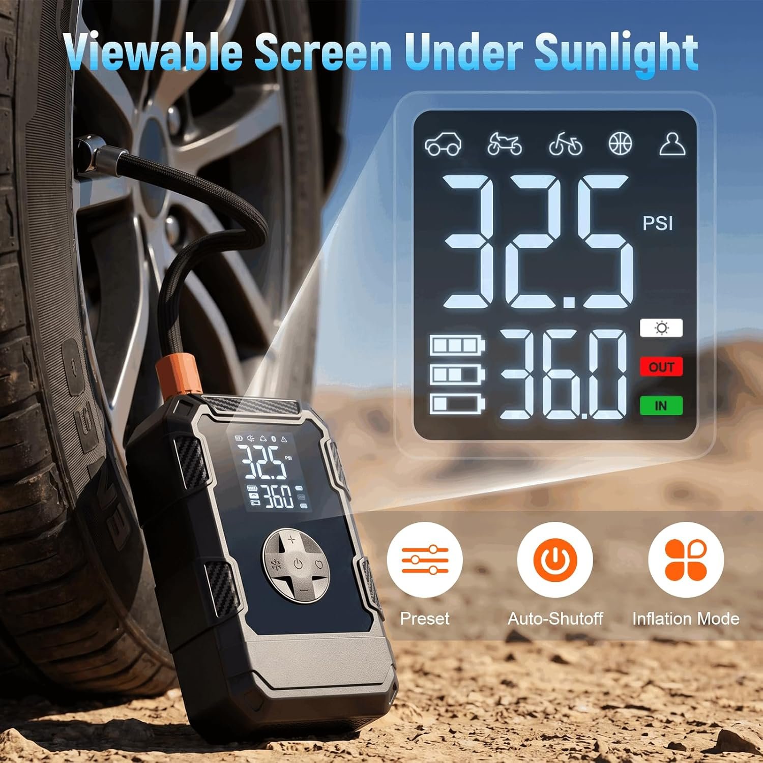 4000A Car Jumper Starter Portable with Air Compressor, 12V Battery Jump Starter with Tire Pump 150PSI for 10L Gas Diesel Engines, Car Battery Jumper Pack Combo with LED Light, Father Day Gift