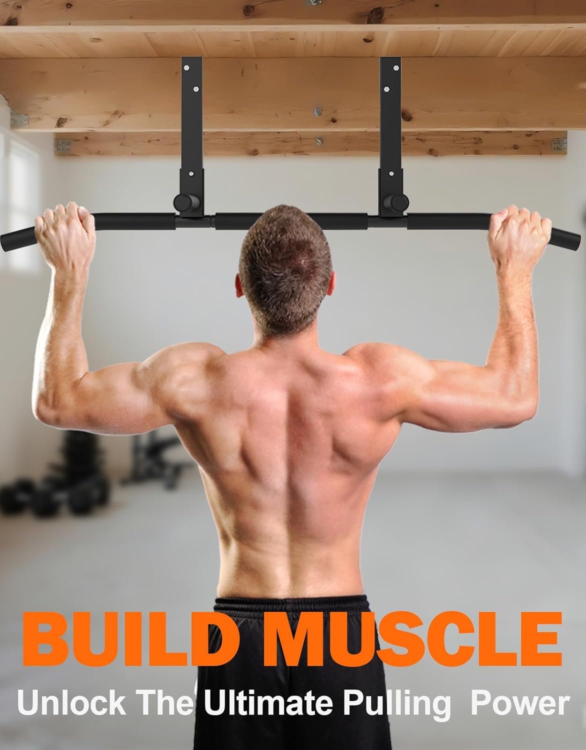 Fitarc Joist Mount Pull Up Bar, Wall Chin Up Bar Ceiling Mount for Beams, Heavy Duty Steel Construction, Home Gym Workout Equipment -Patent Pending