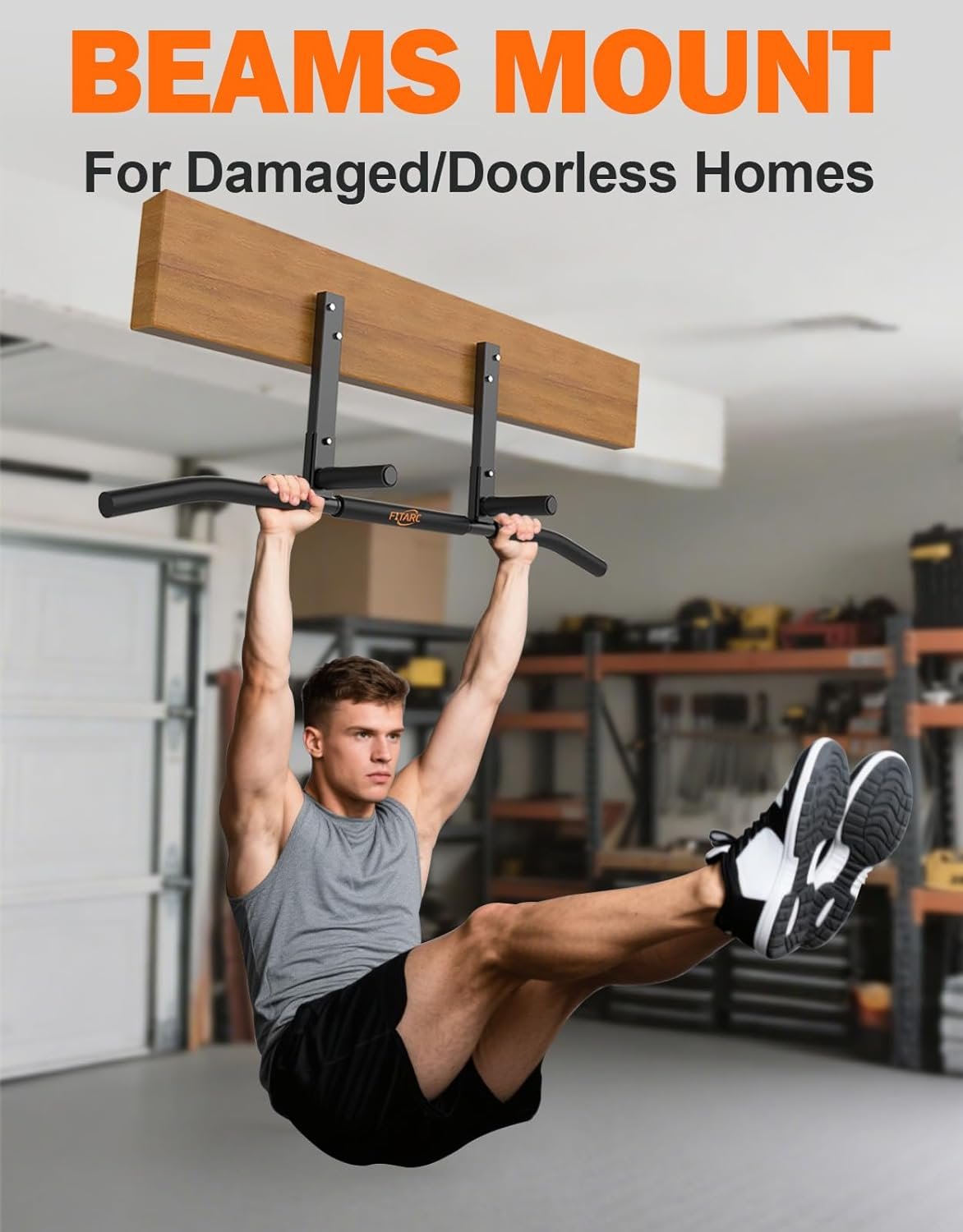 Fitarc Joist Mount Pull Up Bar, Wall Chin Up Bar Ceiling Mount for Beams, Heavy Duty Steel Construction, Home Gym Workout Equipment -Patent Pending