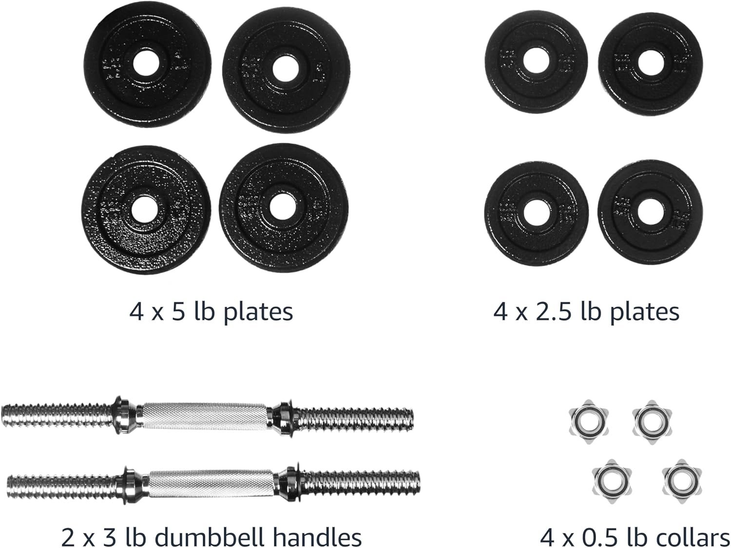 Amazon Basics Adjustable Dumbbell Hand Weight Set with Storage Case, Portable, Secure, 38 Pounds, Black