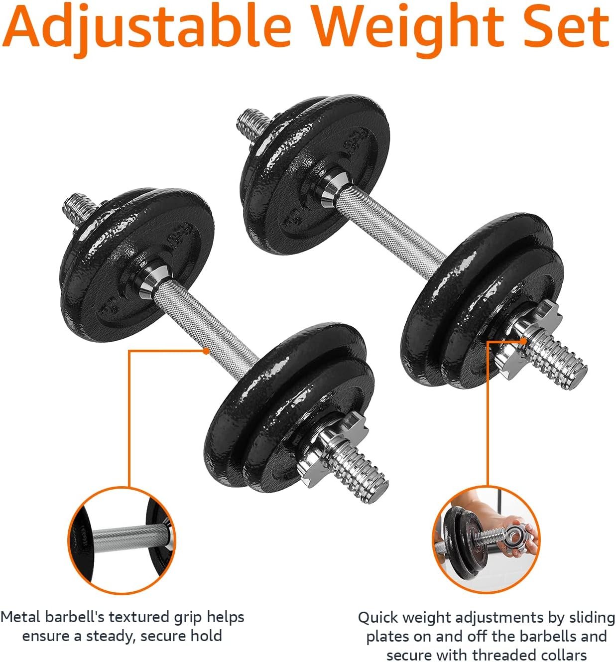 Amazon Basics Adjustable Dumbbell Hand Weight Set with Storage Case, Portable, Secure, 38 Pounds, Black