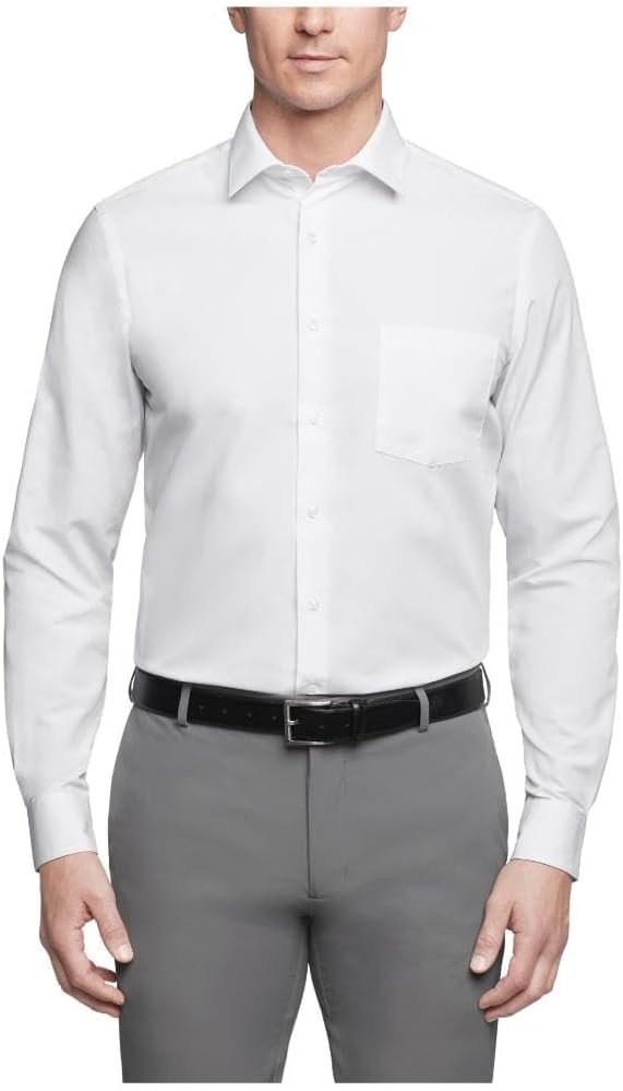 Van Heusen Mens Dress Shirt Regular Fit Poplin Solid