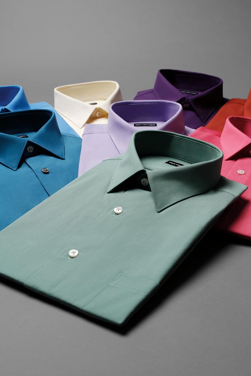Van Heusen Mens Dress Shirt Regular Fit Poplin Solid