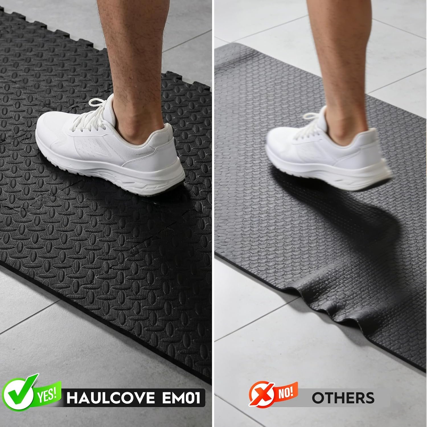 18pcs Puzzle Exercise Mat, 12.6"x12.6"x0.4", 18sqft EVA Interlocking Foam Floor Tiles, Non-Slip, Protective, Water-Resistant Flooring for Home Gym & Workout Equipment