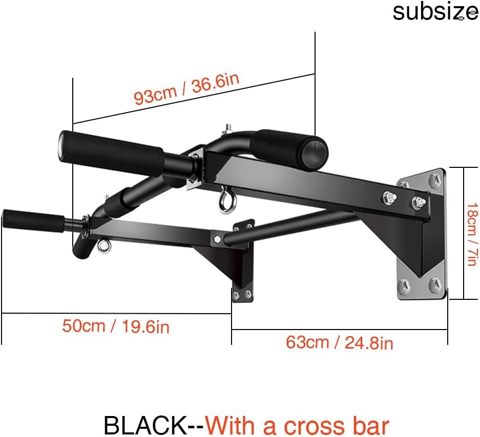 Wall Mounted Pull Up Bar – Drill Installation, Home Gym Equipment for Indoor Fitness, Chin-Up Bar for Strength Training, Spine Stretching & Inverted Workouts