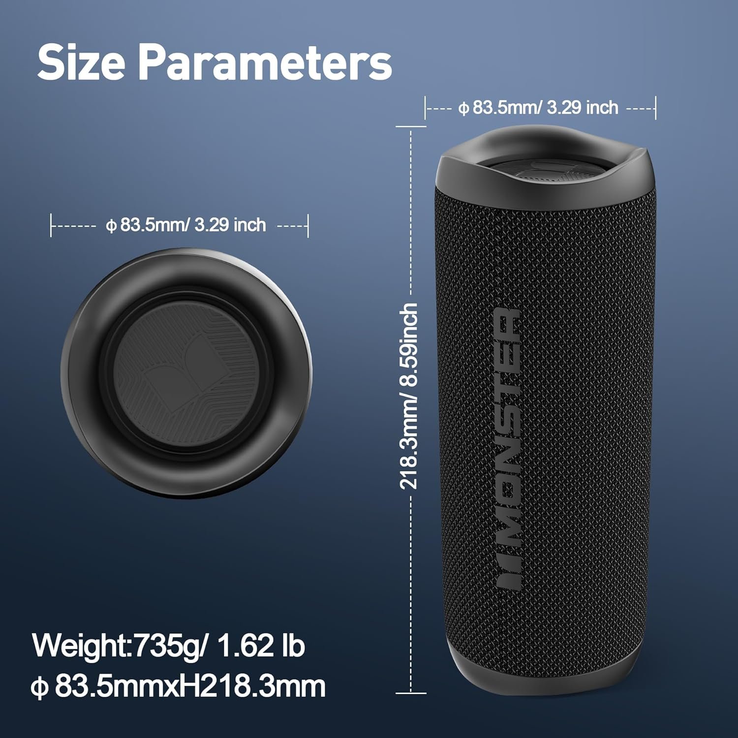 Monster Bluetooth Speaker, Wireless Portable Outdoor Bluetooth Speakers, 60W True Wireless Stereo IPX8 Waterproof, Dual PairingBluetooth 5.4 Built-in Mic, Outdoor Speaker
