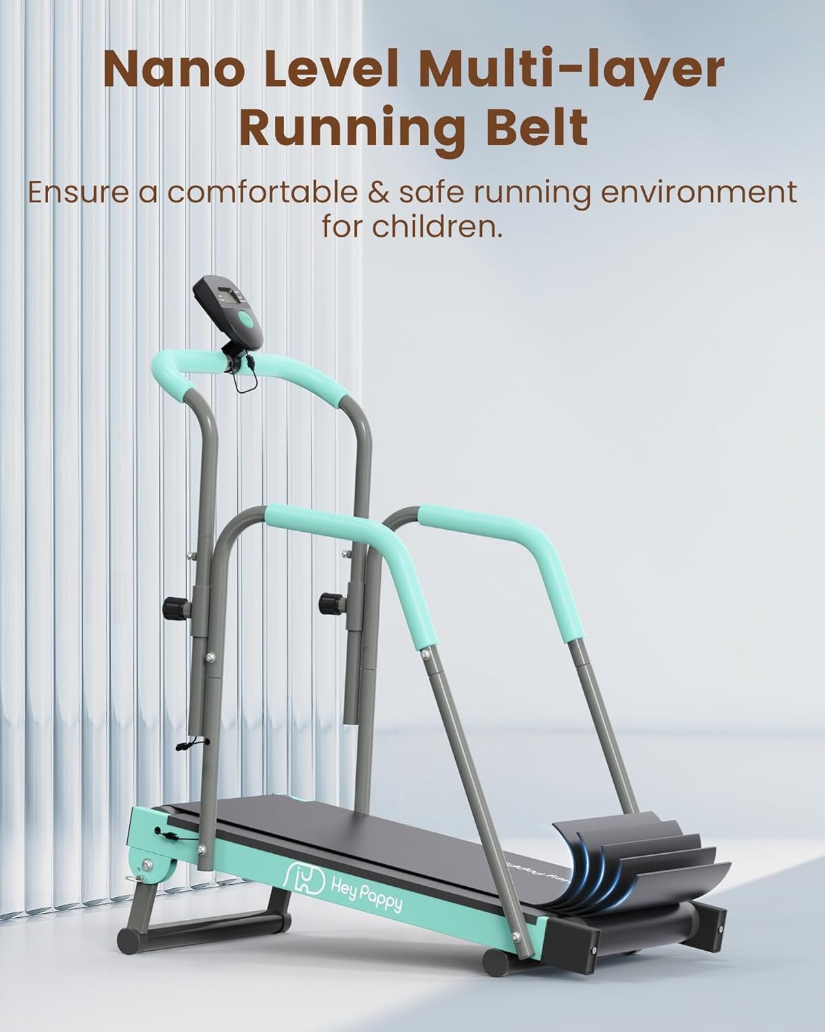 Kids Treadmill, Treadmill for Kids Manual with Handle Bar Up to 165Lbs Capacity, Upgraded Kids Exercise Equipment with 2 Adjustable Incline Mode & 4 Level Upright Height