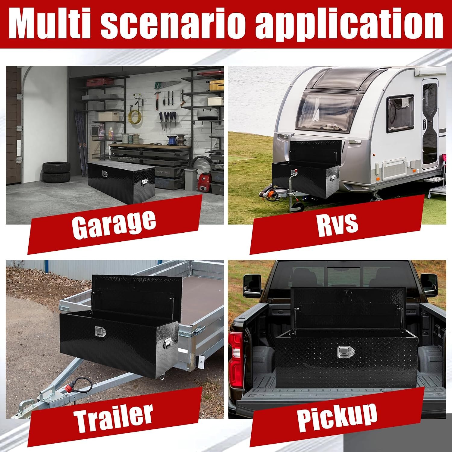 39 Inch Truck Bed Tool Box Heavy Duty Diamond Plate ToolBox with Sliding Shelf and Lock Tool Box Chest Chest Storage Organizer with Lock and Keys for Trucks Trailers RVs Pick Up