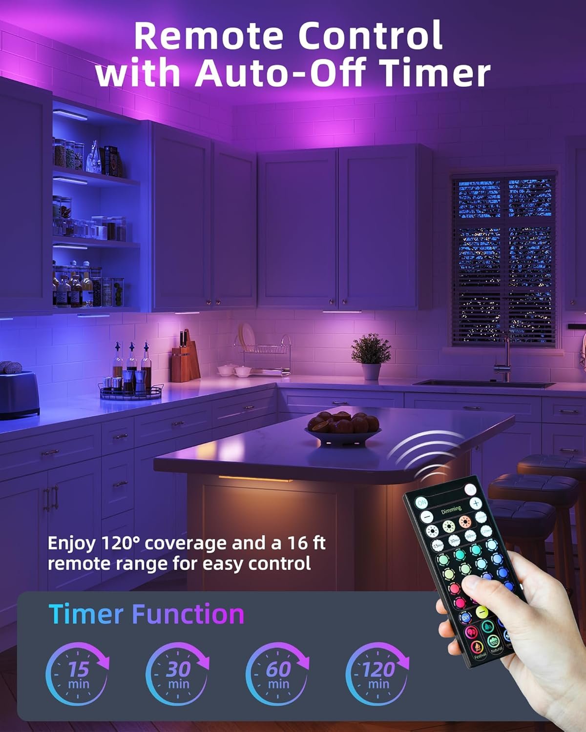 EZVALO 80RGB Color Changing Under Cabinet Lighting Wireless, 1800mAh Rechargeable Led Strip Shelf Lights, Timer & Dimmable Bar Light with Remote for Kitchen, Bedroom, Display Case, Car, 6Pack
