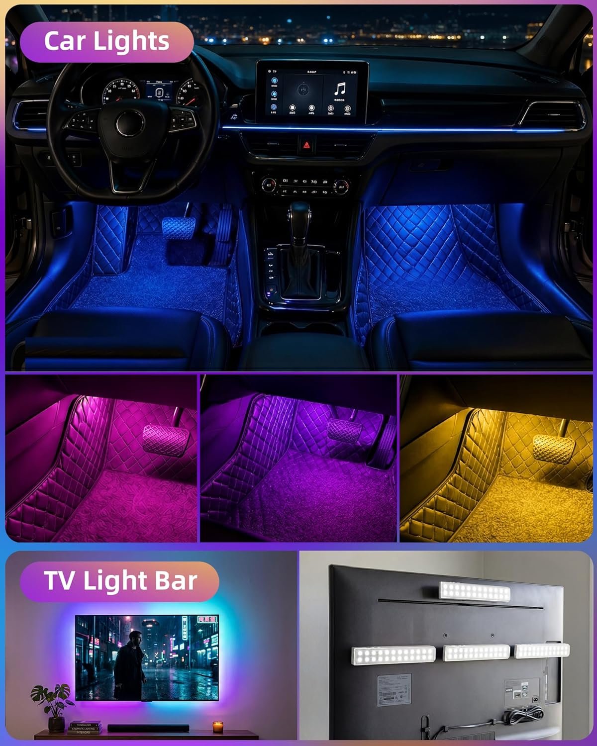 EZVALO 80RGB Color Changing Under Cabinet Lighting Wireless, 1800mAh Rechargeable Led Strip Shelf Lights, Timer & Dimmable Bar Light with Remote for Kitchen, Bedroom, Display Case, Car, 6Pack