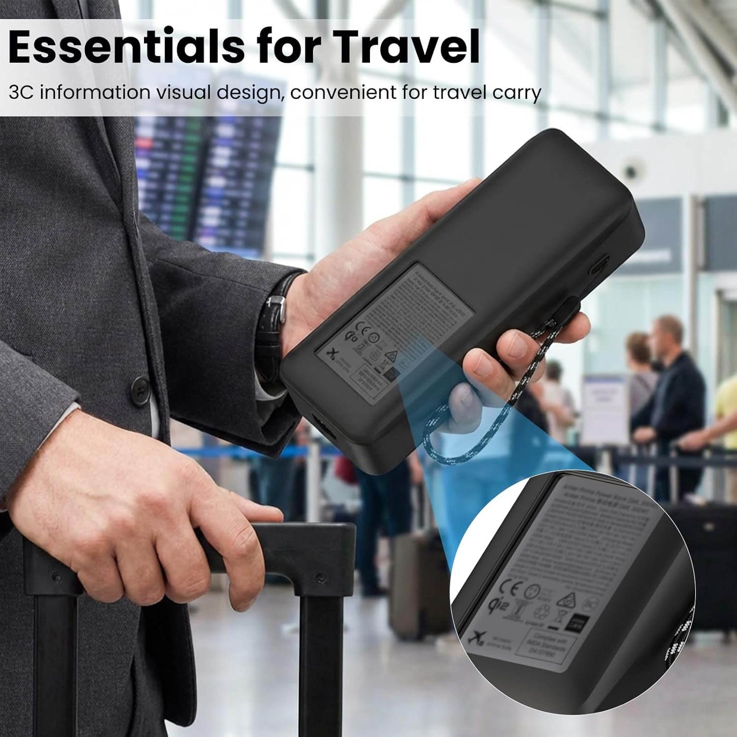 Compatible with Anker Prime Power Bank 26,250Mah 300W Case Cover, Soft Silicone Shockproof Protective Case for Anker 300W Prime Power Bank with Anti-Lost Strap, LCD Display Visible (Black)