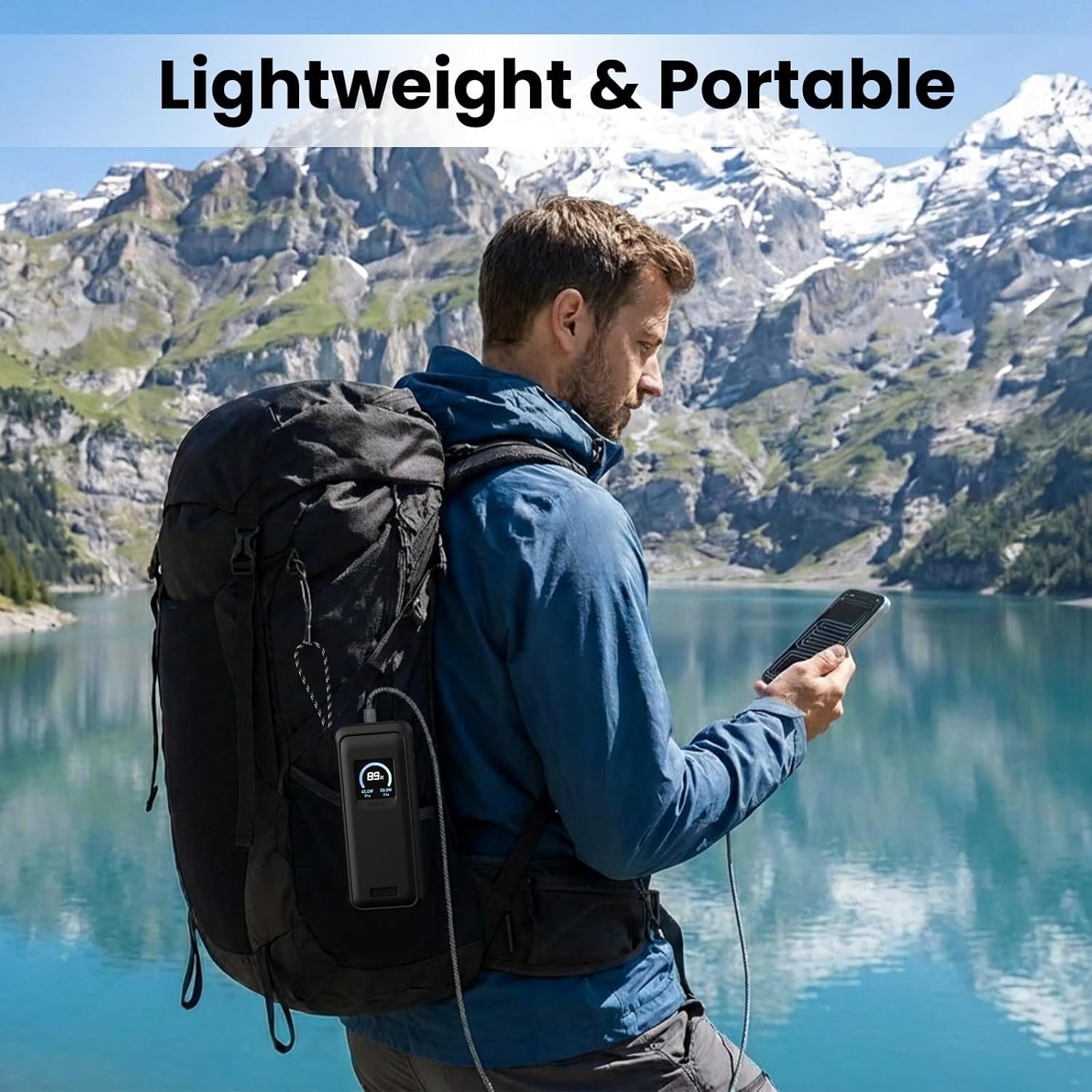 Compatible with Anker Prime Power Bank 26,250Mah 300W Case Cover, Soft Silicone Shockproof Protective Case for Anker 300W Prime Power Bank with Anti-Lost Strap, LCD Display Visible (Black)