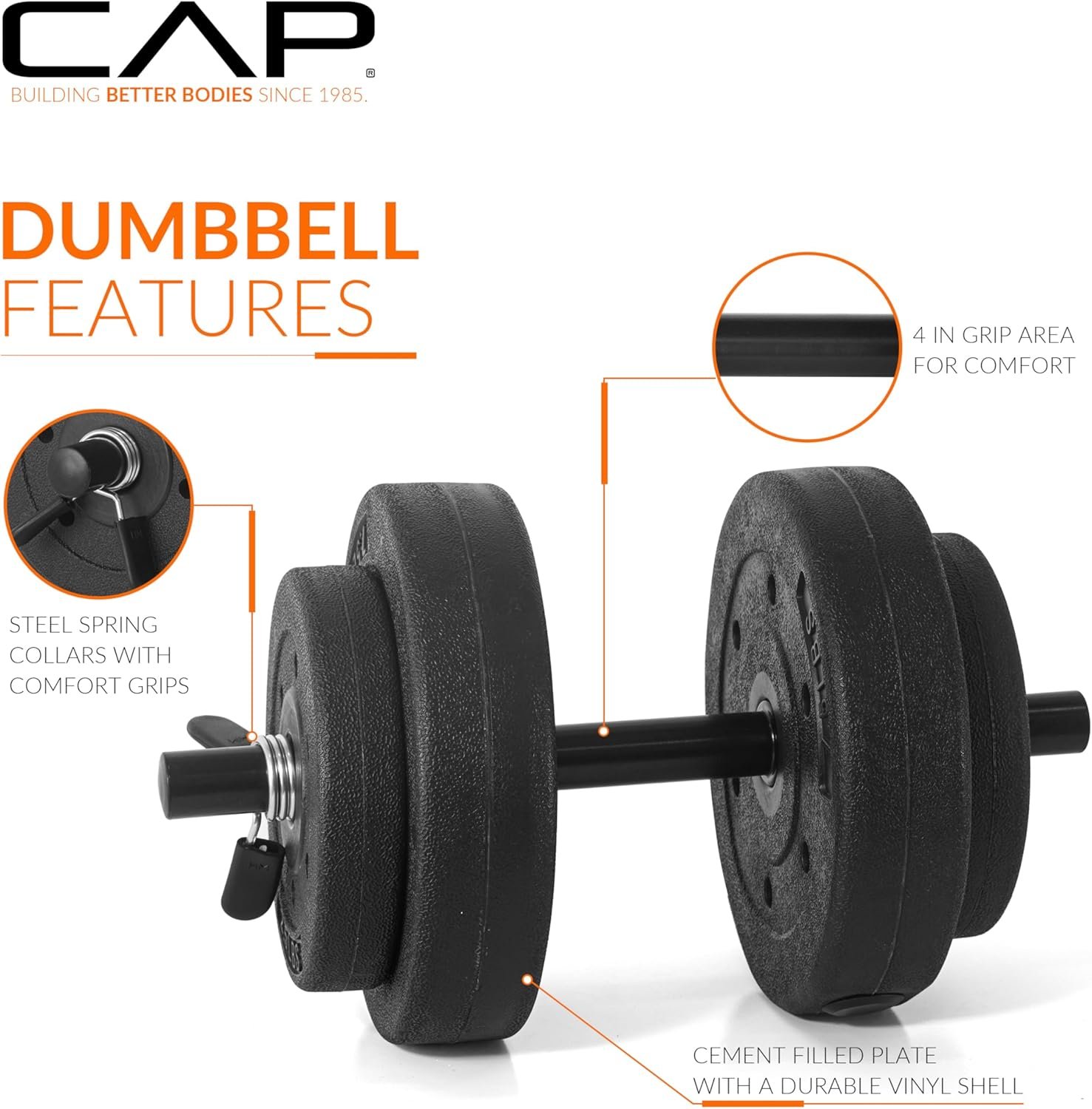 CAP Barbell 40-Pound Adjustable Cement Dumbbell Set – Versatile Weights for Home Gym Excellence