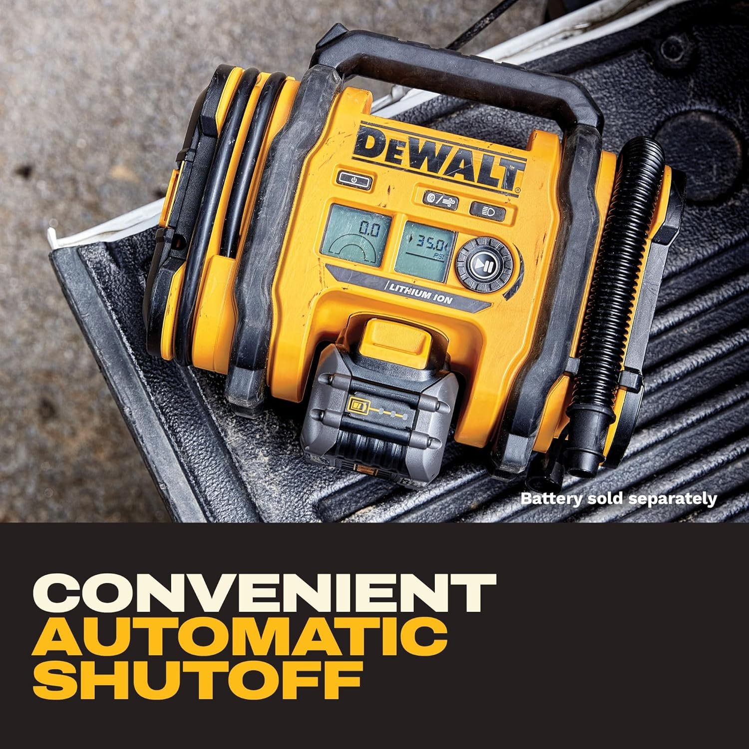 DEWALT Tire Inflator Portable Air Compressor 20V MAX, Car Air Pump with Automatic Shut Off, LED Light, Tool Only (DCC020IB)