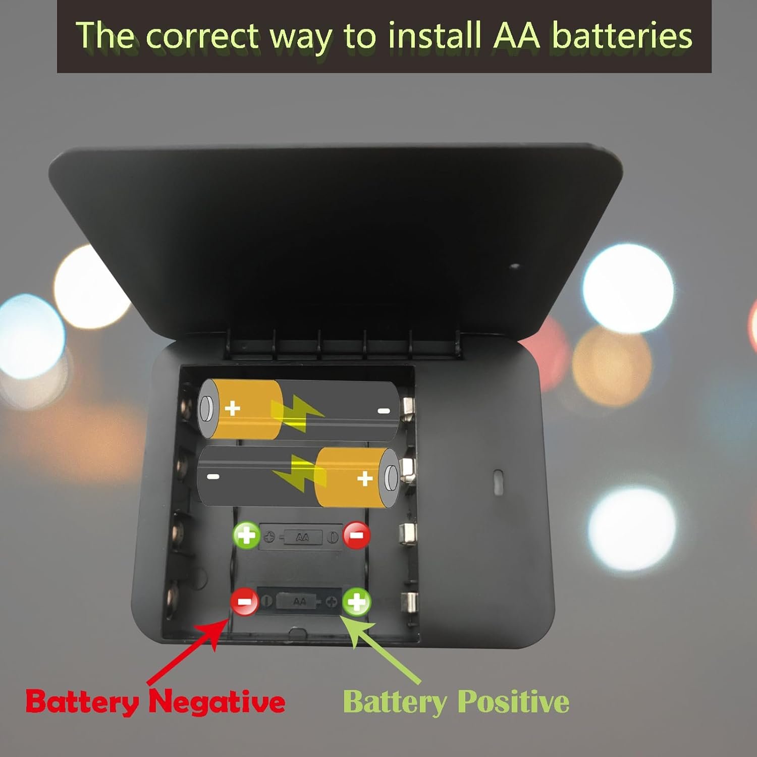Battery Operated Phone Charger with LED|EmergencyUSB Battery Powered Power Bank Portable 4 AA Batteries Powered Outlet (2Pack Black)