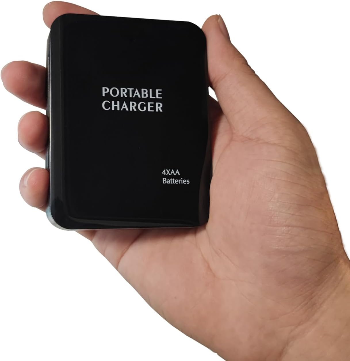 Battery Operated Phone Charger with LED|EmergencyUSB Battery Powered Power Bank Portable 4 AA Batteries Powered Outlet (2Pack Black)
