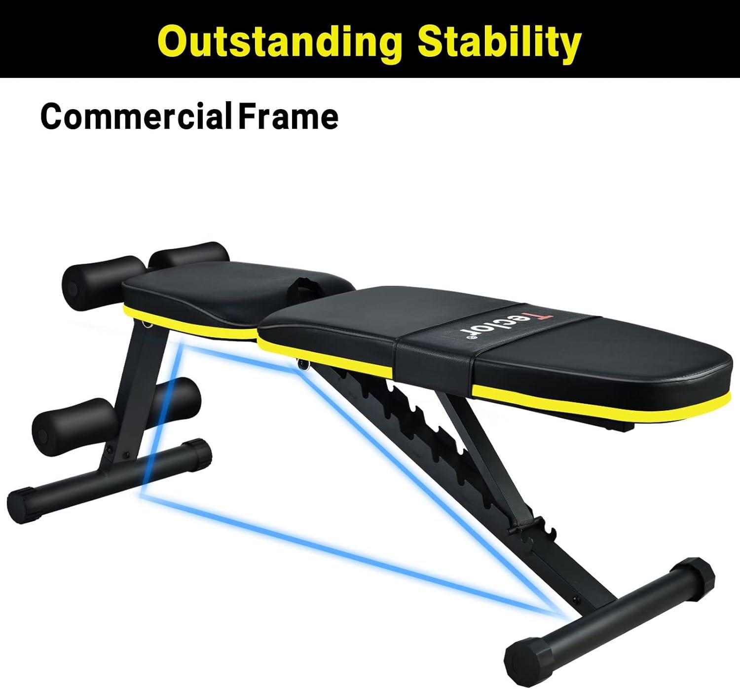 Teclor Adjustable Weight Bench, Foldable Workout Benches for Home Gym, 10 Backrest Position Exercise Bench for Strength Training, Upgraded Thickened Steel Support Max Capacity 700LBs