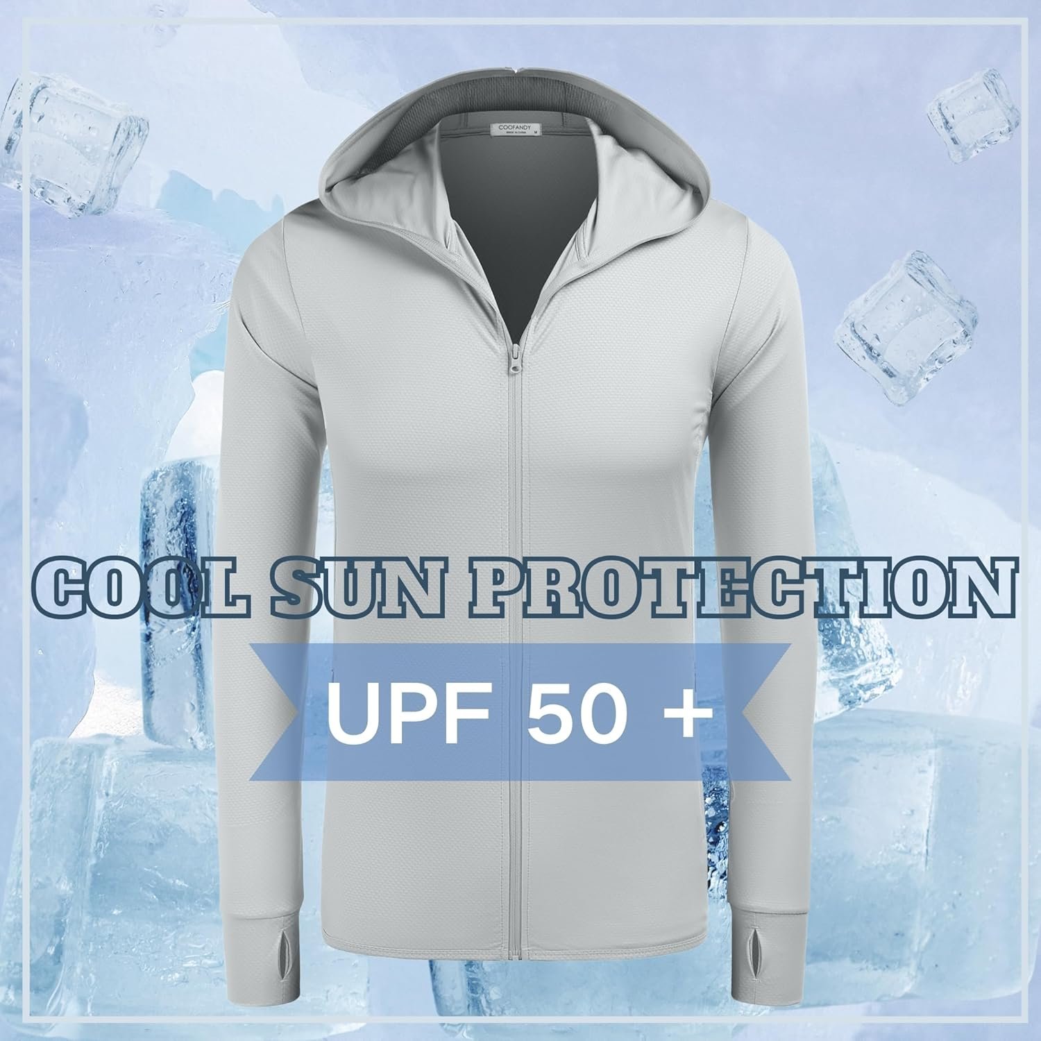 COOFANDY Full-Zip Men's Lightweight Hoodie UPF 50 - Breathable Sun Protection Jacket with Pockets for Golf, Fishing, Hiking