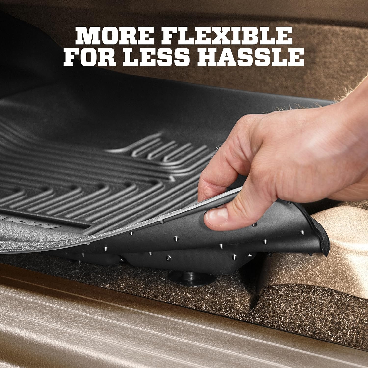 Husky Liners Weatherbeater Floor Mats | Fits 2019 - 2025 Chevrolet Silverado & GMC Sierra 1500; 2020-2025 Silv./Sierra 2500/3500 Crew Cab w/Carpet & Underseat Stg | Front & 2nd Row, 3-pc Black - 94021