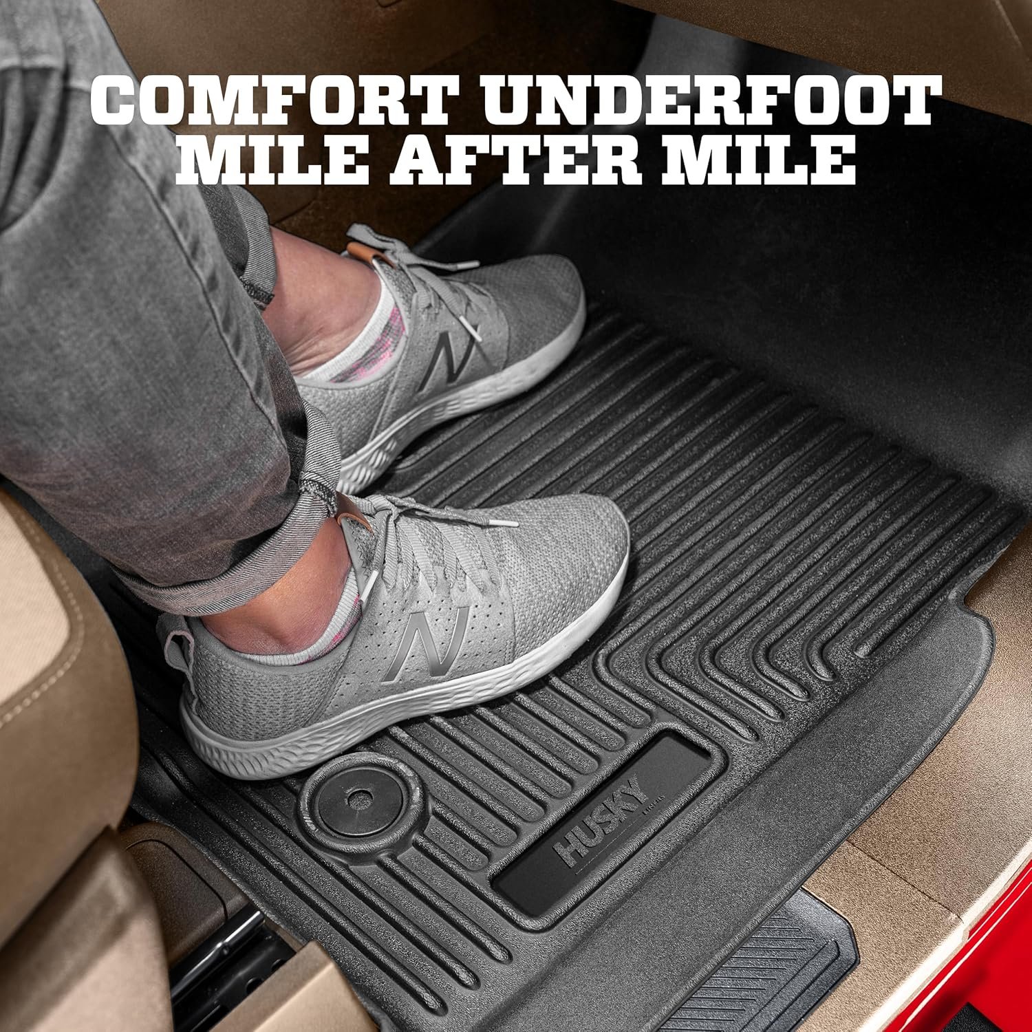 Husky Liners Weatherbeater Floor Mats | Fits 2019 - 2025 Chevrolet Silverado & GMC Sierra 1500; 2020-2025 Silv./Sierra 2500/3500 Crew Cab w/Carpet & Underseat Stg | Front & 2nd Row, 3-pc Black - 94021