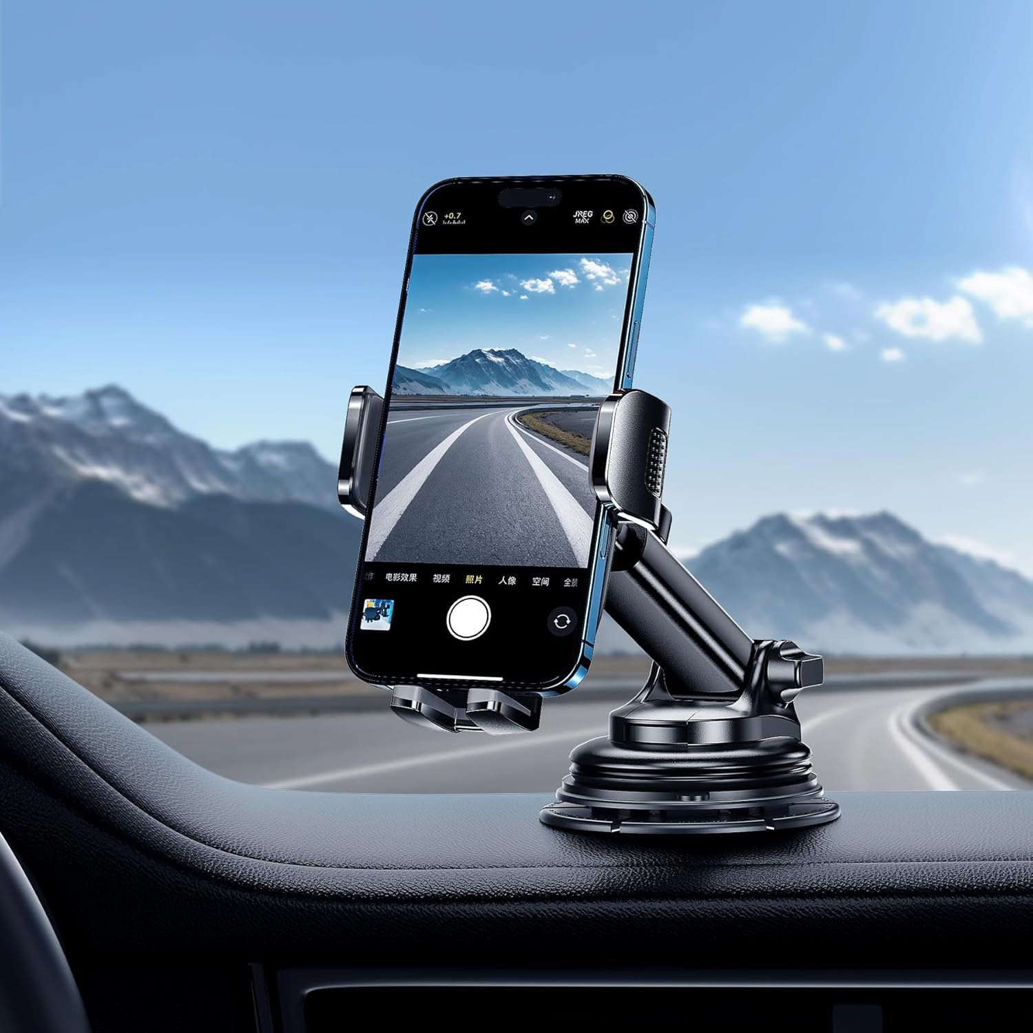 Qifutan Car Phone Holder Mount Phone Mount for Car Windshield Dashboard Air Vent Universal Hands Free Automobile Cell Phone Holder Fit for iPhone Smartphone Camera Mounts