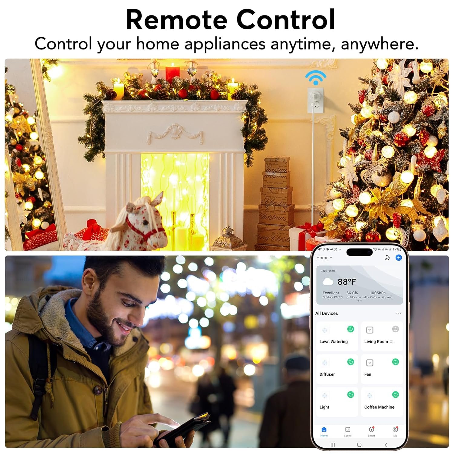 EIGHTREE Smart Plug, WiFi Outlet Works with Alexa & Google Home, Smart Home Socket with Remote Control & Timer Function, 2.4GHz WiFi Only, 4 Packs
