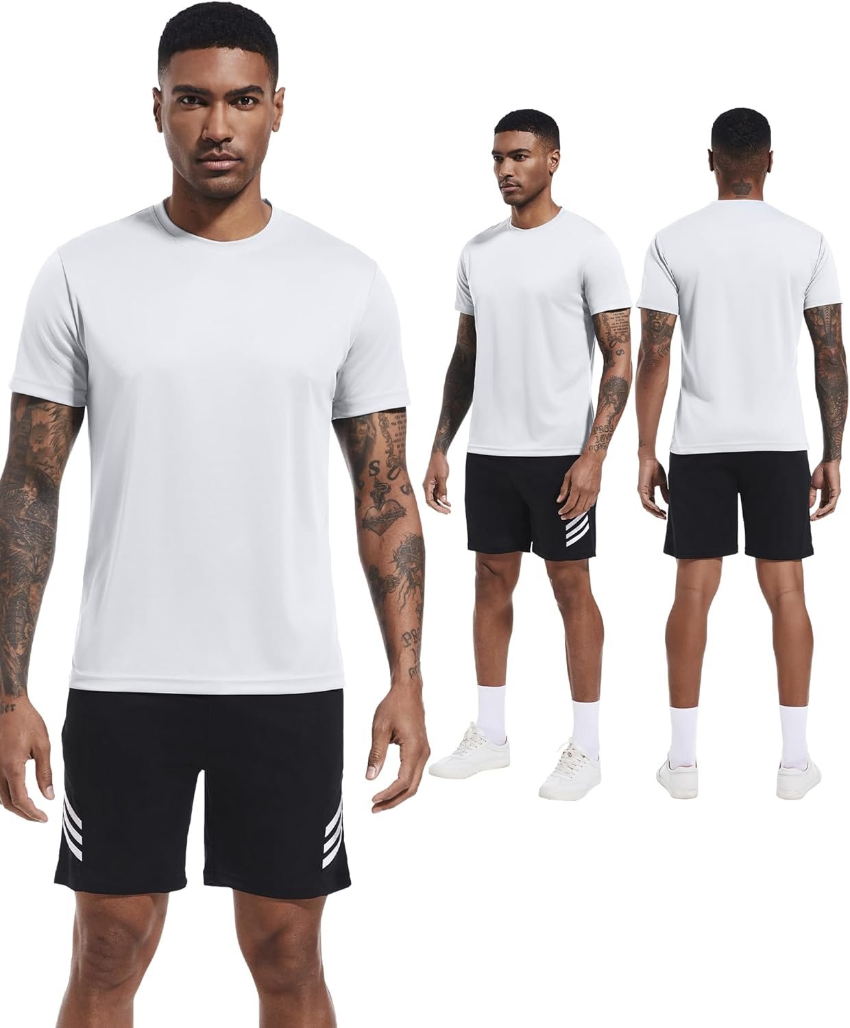 OYGSieg 5 Pack Workout Shirts for Men Short Sleeve Athletic Active Tops Quick Dry Crew Neck T Shirt for Running