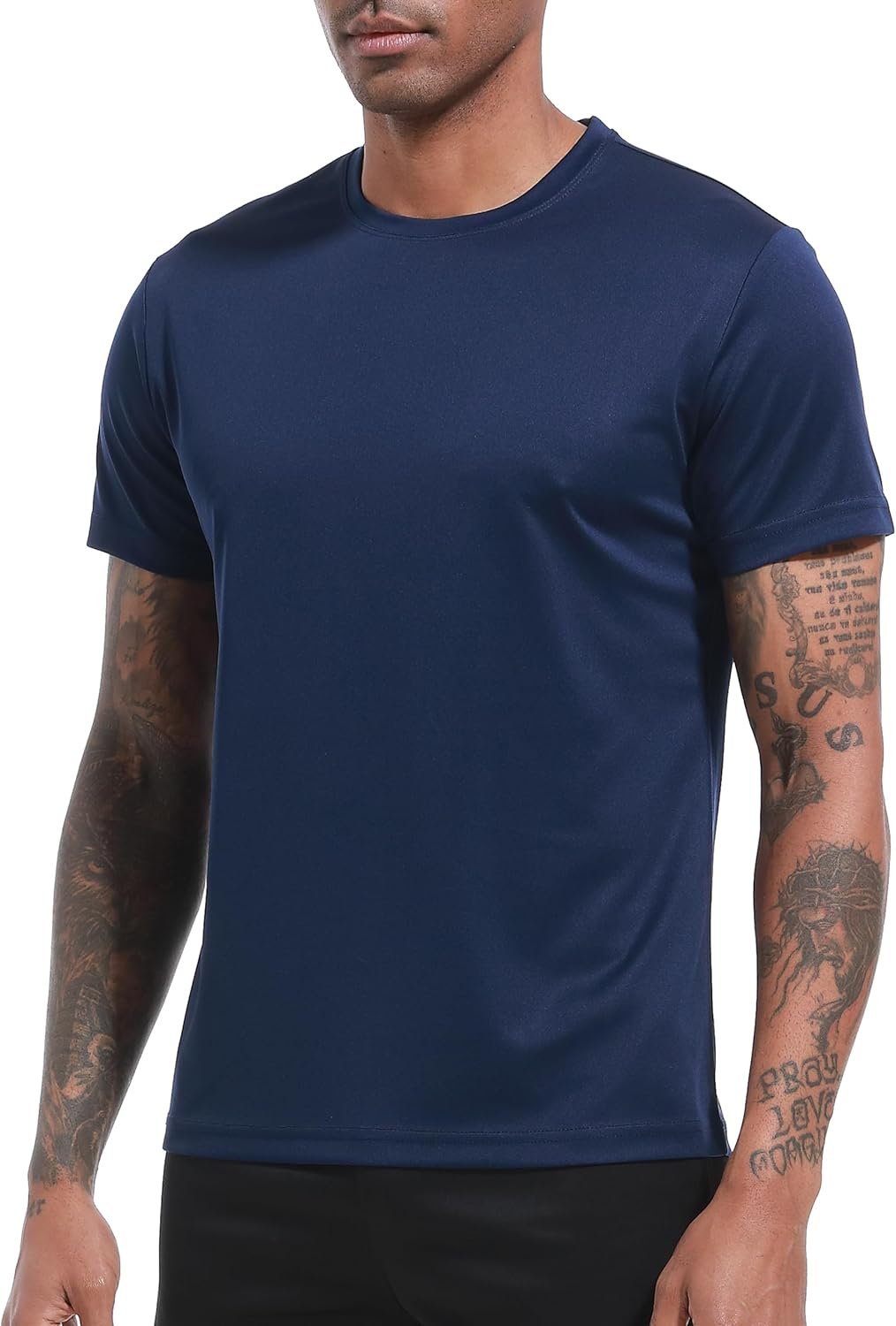 OYGSieg 5 Pack Workout Shirts for Men Short Sleeve Athletic Active Tops Quick Dry Crew Neck T Shirt for Running