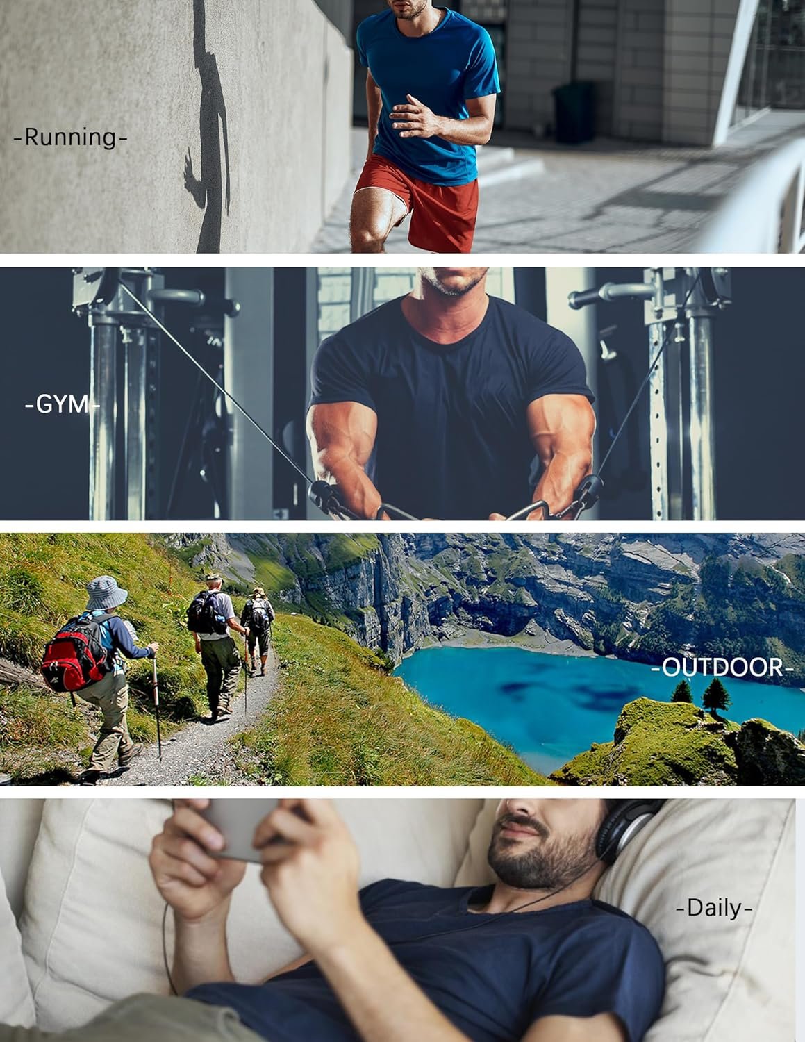 OYGSieg 5 Pack Workout Shirts for Men Short Sleeve Athletic Active Tops Quick Dry Crew Neck T Shirt for Running