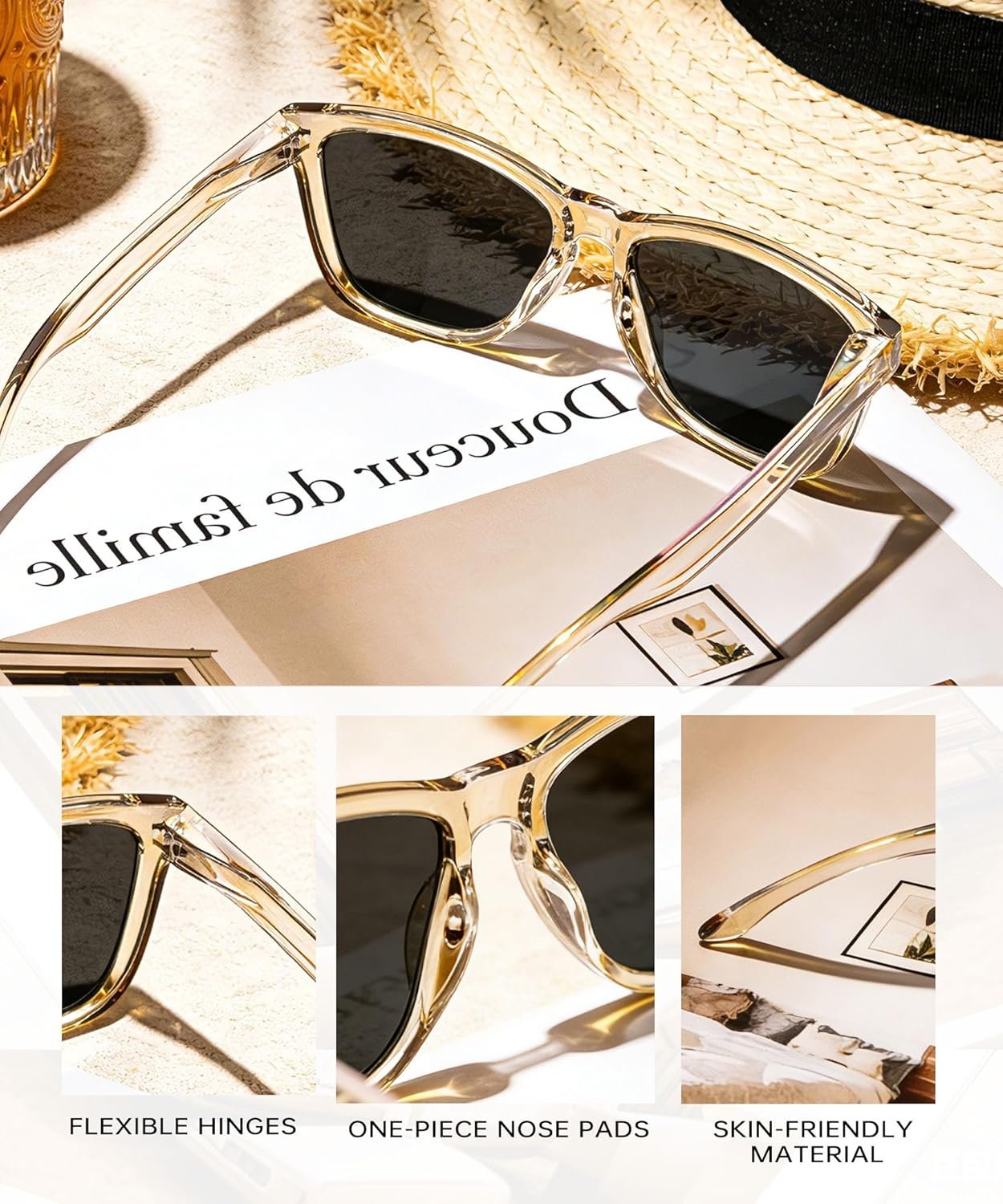 KALIYADI Womens-Sunglasses Polarized Sunglasses-Womens Trendy: Retro Sun Glasses with UV Protection for Travel Driving