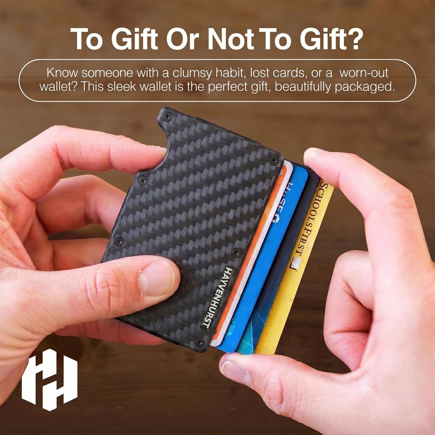 Hayvenhurst Wallet for Men - Slim RFID Blocking Metal Wallet with Money Clip, Minimalist Front Pocket Credit Card Holder, Small Mens Wallet