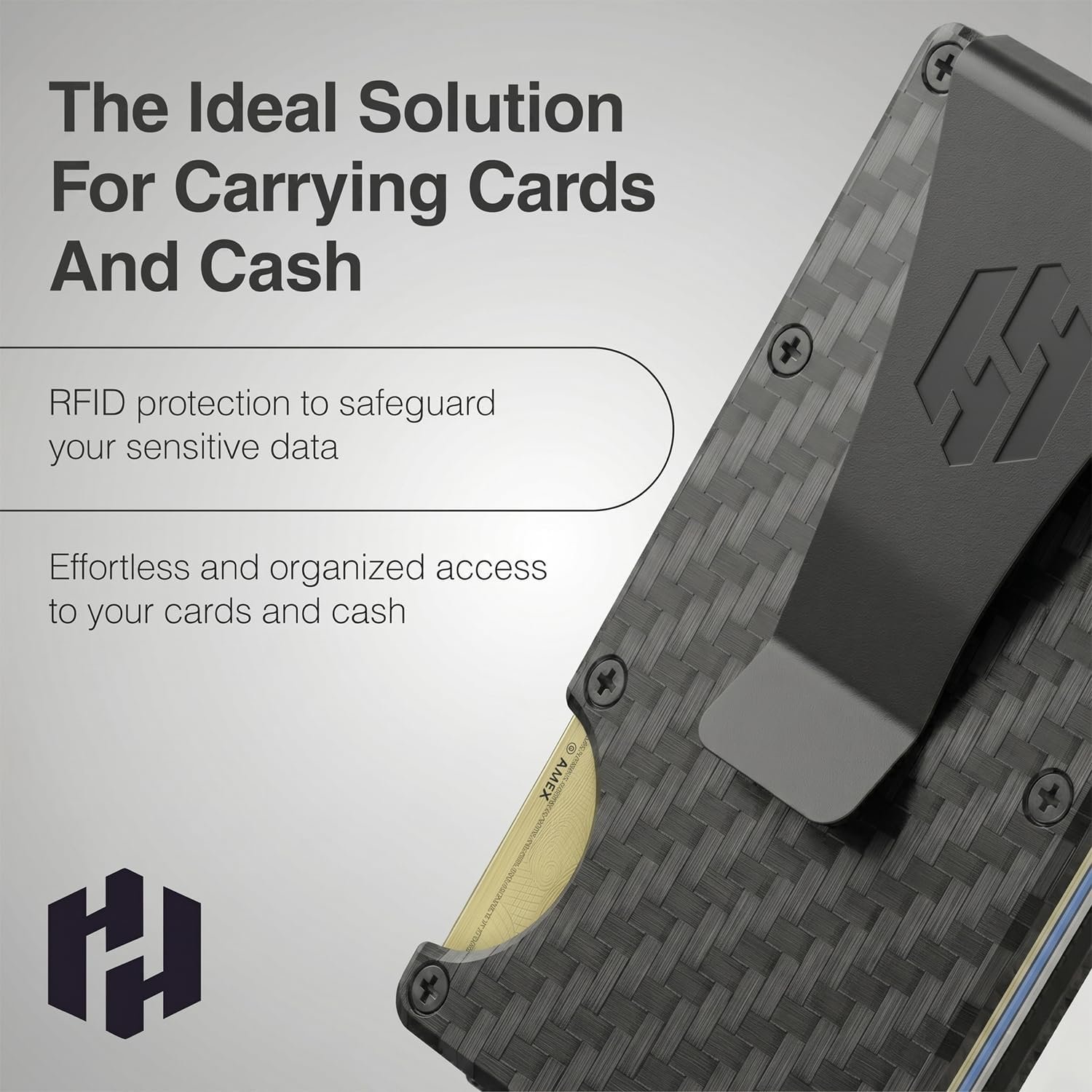 Hayvenhurst Wallet for Men - Slim RFID Blocking Metal Wallet with Money Clip, Minimalist Front Pocket Credit Card Holder, Small Mens Wallet