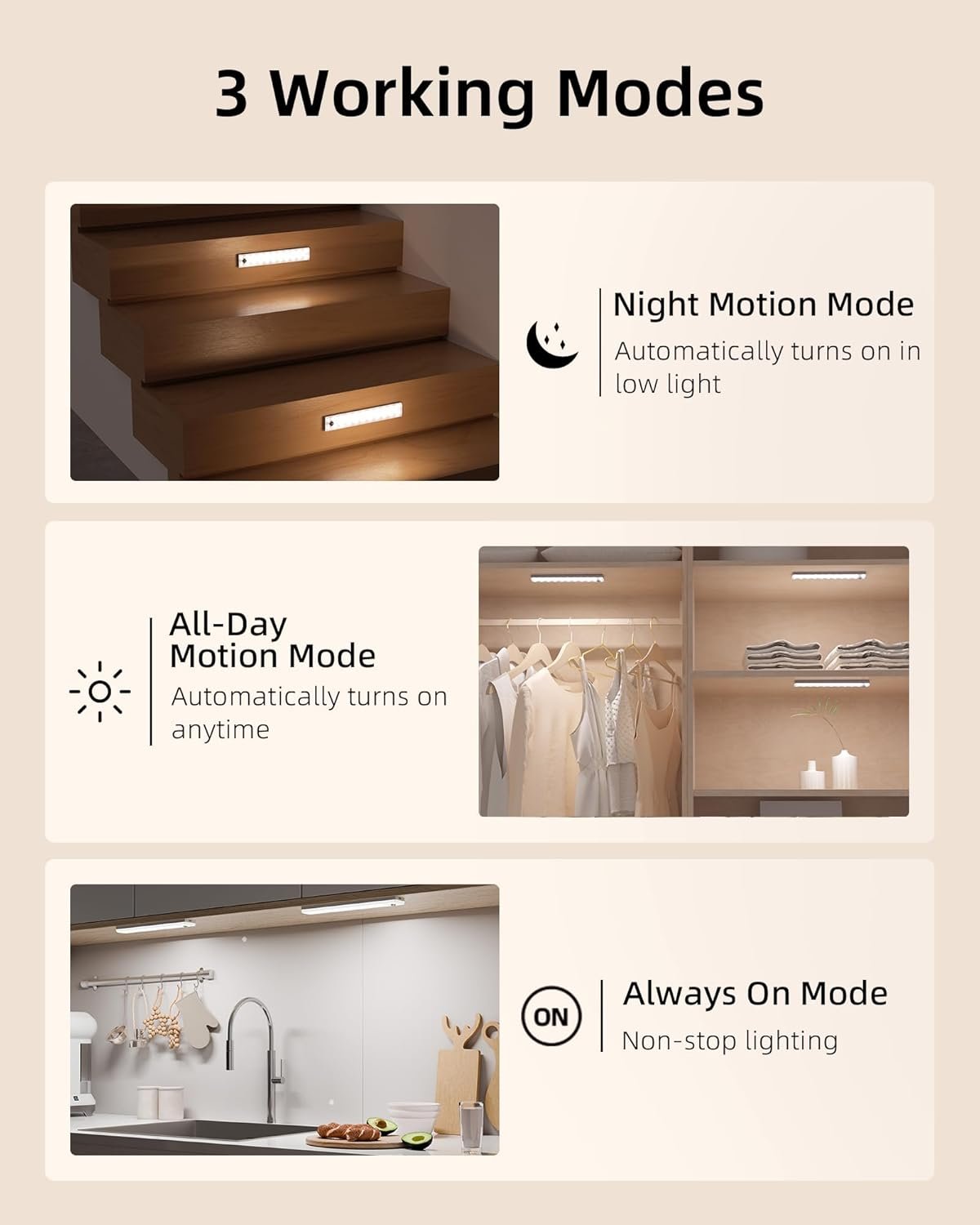 EZVALO 6-Pack Under Cabinet Lighting with Charging Station, 2000mAh Rechargeable Wireless Motion Sensor Lights, 3 Color Temps, Dimmable, Timer, Magnetic, with Remote Control for Kitchen, Closet, Stair