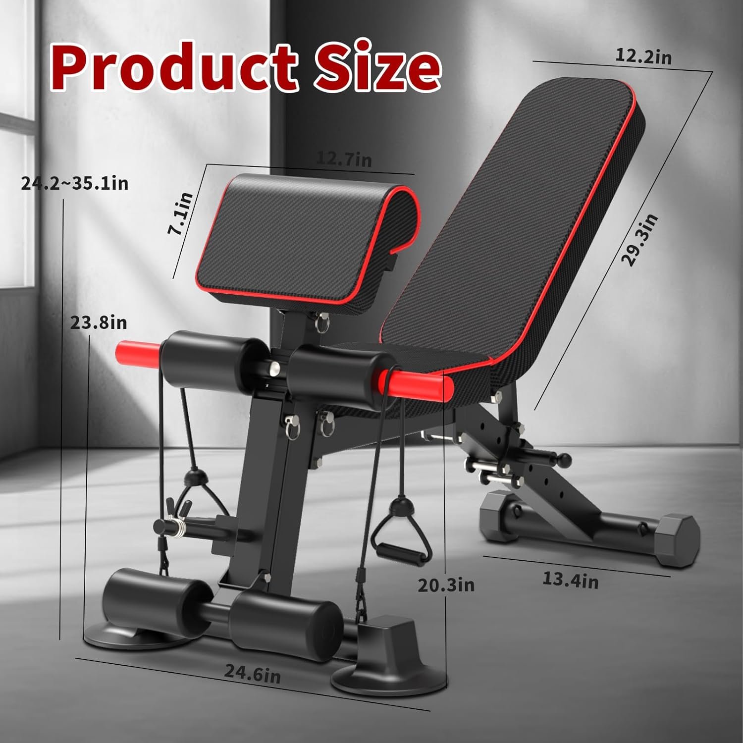 K KiNGKANG Adjustable Weight Bench,1050 lbs Foldable Workout Bench with 8 Back Positions, Incline Decline Flat Exercise Bench for Home Gym Full Body Strength Training