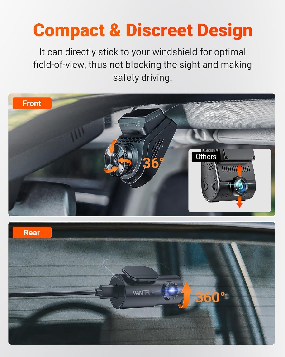 Vantrue S1 Pro Dash Cam Front and Rear, 60FPS STARVIS 2 Dash Camera, PlatePix™ Tech, AI Dual Dash Cam with ADAS & BSD, Night Vision Car Camera with 5G WiFi, GPS, Voice Control, 24/7 Parking Mode