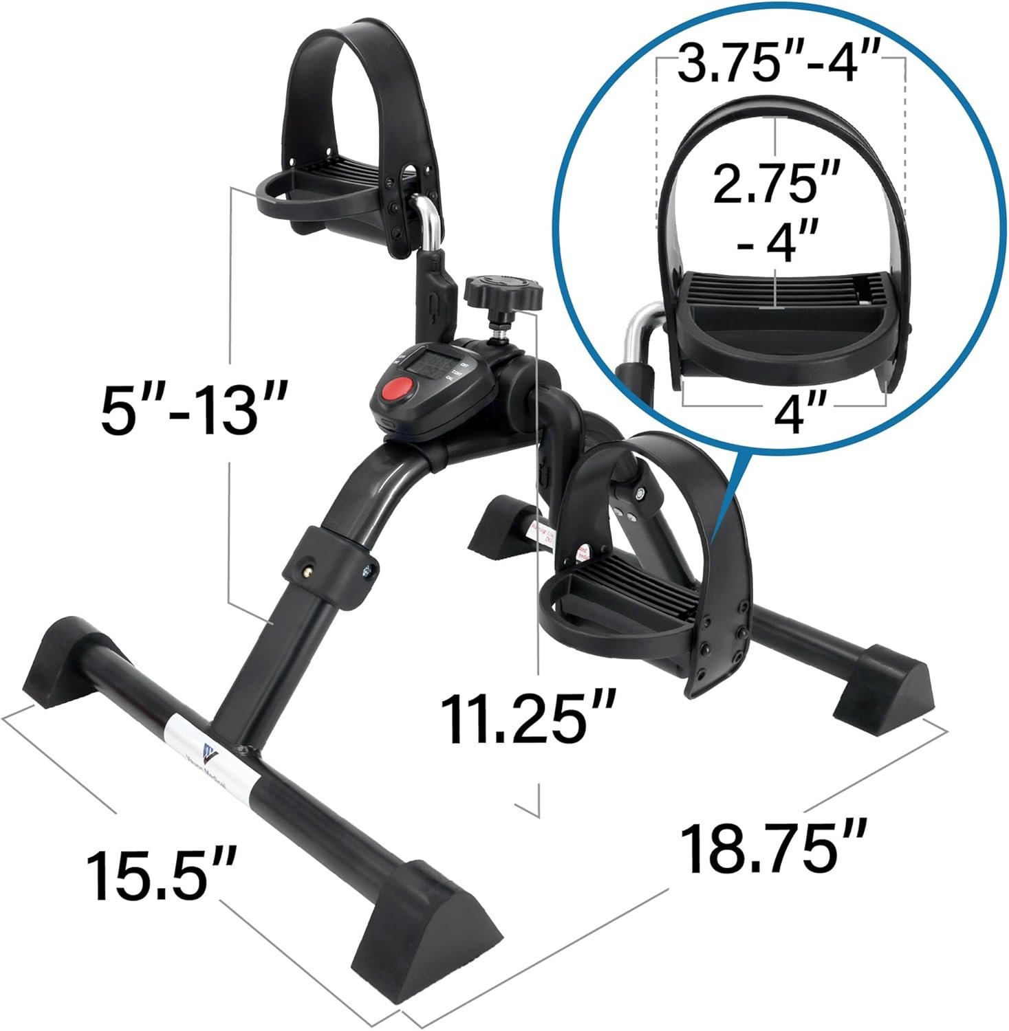 Vaunn Under Desk Bike Pedal Exerciser Ergometer with LCD Display – Mini Pedal Exerciser for Arm & Leg Workout, Folding Desk Cycle for Home Office, Physical Therapy & Low Impact Cardio