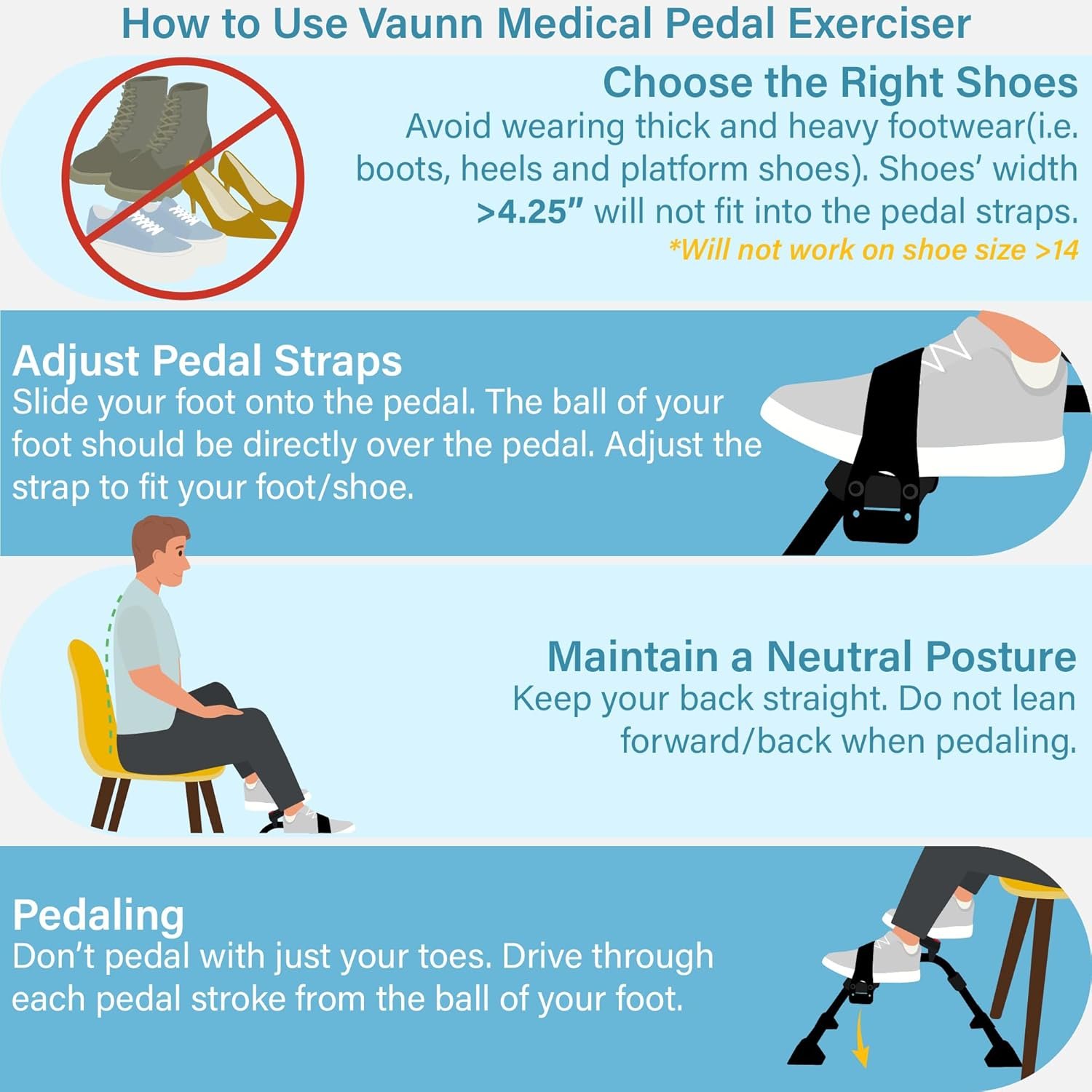 Vaunn Under Desk Bike Pedal Exerciser Ergometer with LCD Display – Mini Pedal Exerciser for Arm & Leg Workout, Folding Desk Cycle for Home Office, Physical Therapy & Low Impact Cardio