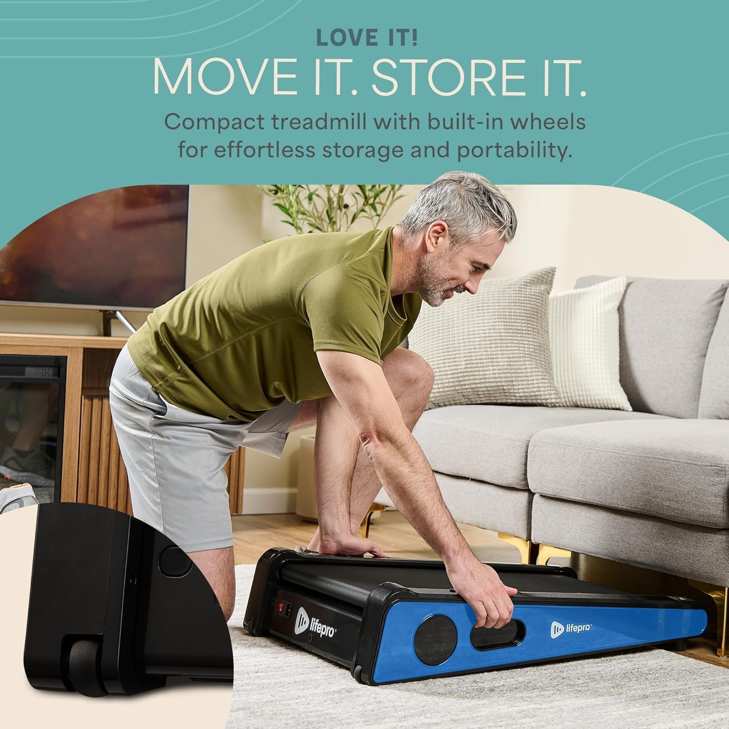 LifePro PacerMini Compact Walking Pad Treadmill with Incline – Under Desk Walking Treadmill for Home Mini Apartment & Office Portable Low Profile Quiet Electric with Remote Control & LED Display