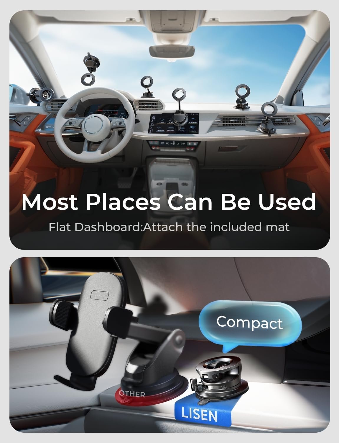 LISEN for Magsafe Car Mount, Magnetic Phone Holders for Your Car Vacuum, Phone Mount for Car Accessories for Women Men Jeep BMW, Suction Phone Holder Gifts Kits, for iPhone 17 Pro Max 16 15 14 13 12