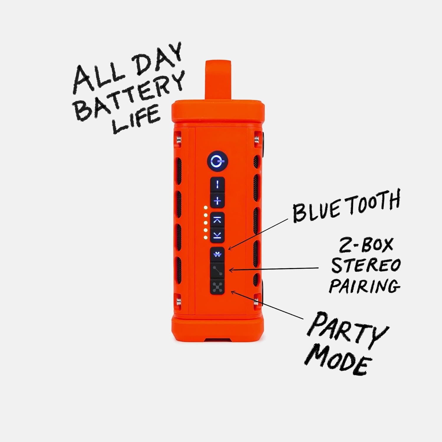 Turtlebox Ranger: Loud! Outdoor Portable Bluetooth 5.4 Speaker | Rugged, Waterproof, Ultra-Portable | Plays to 105db, Deep Bass, Shockproof, Unlimited Pairing for Full Stereo Experience, Orange