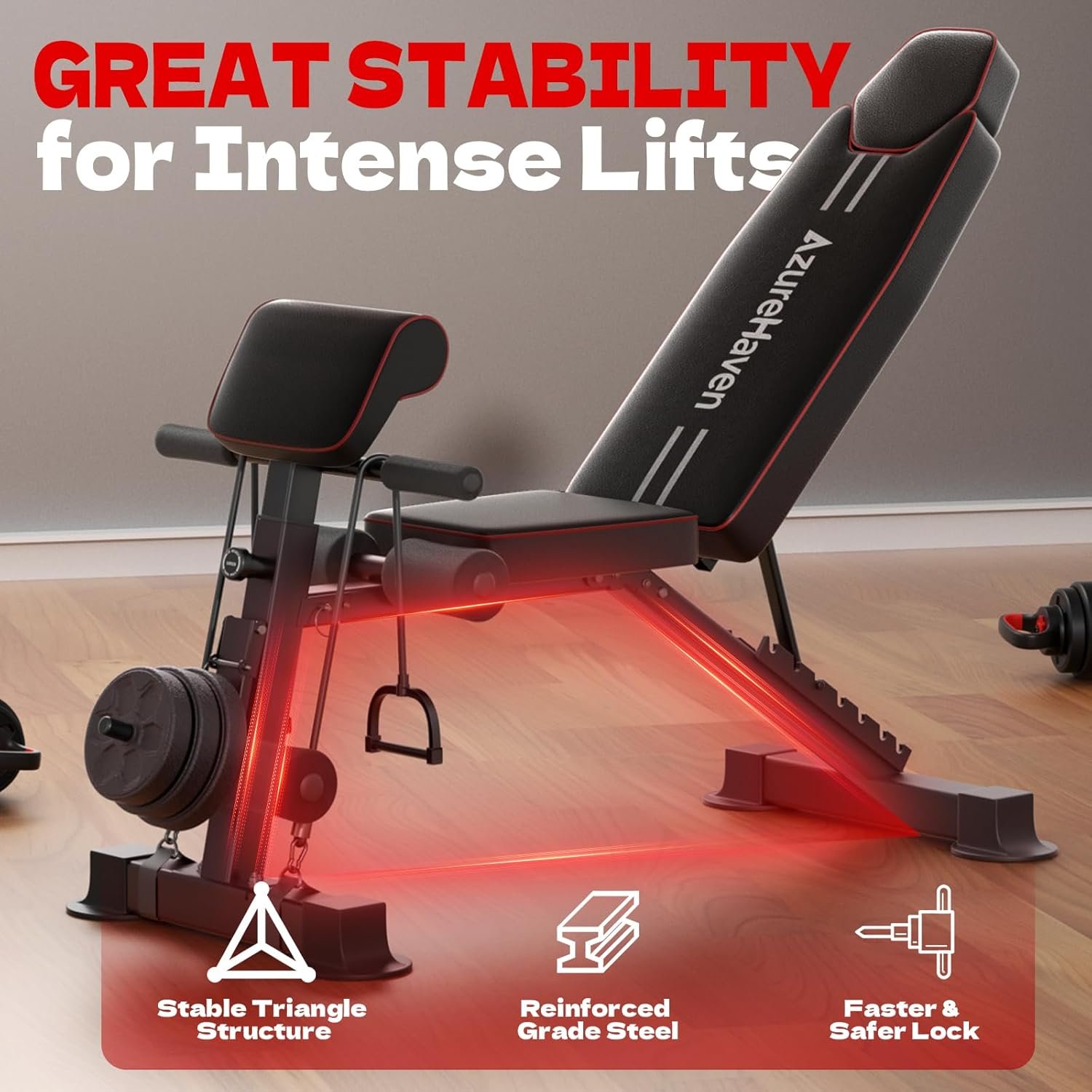 Adjustable Weight Bench, Foldable Incline Decline Flat Workout Bench for Home Gym Full Body Dumbbell Exercise, 660LBS Capacity (Black)