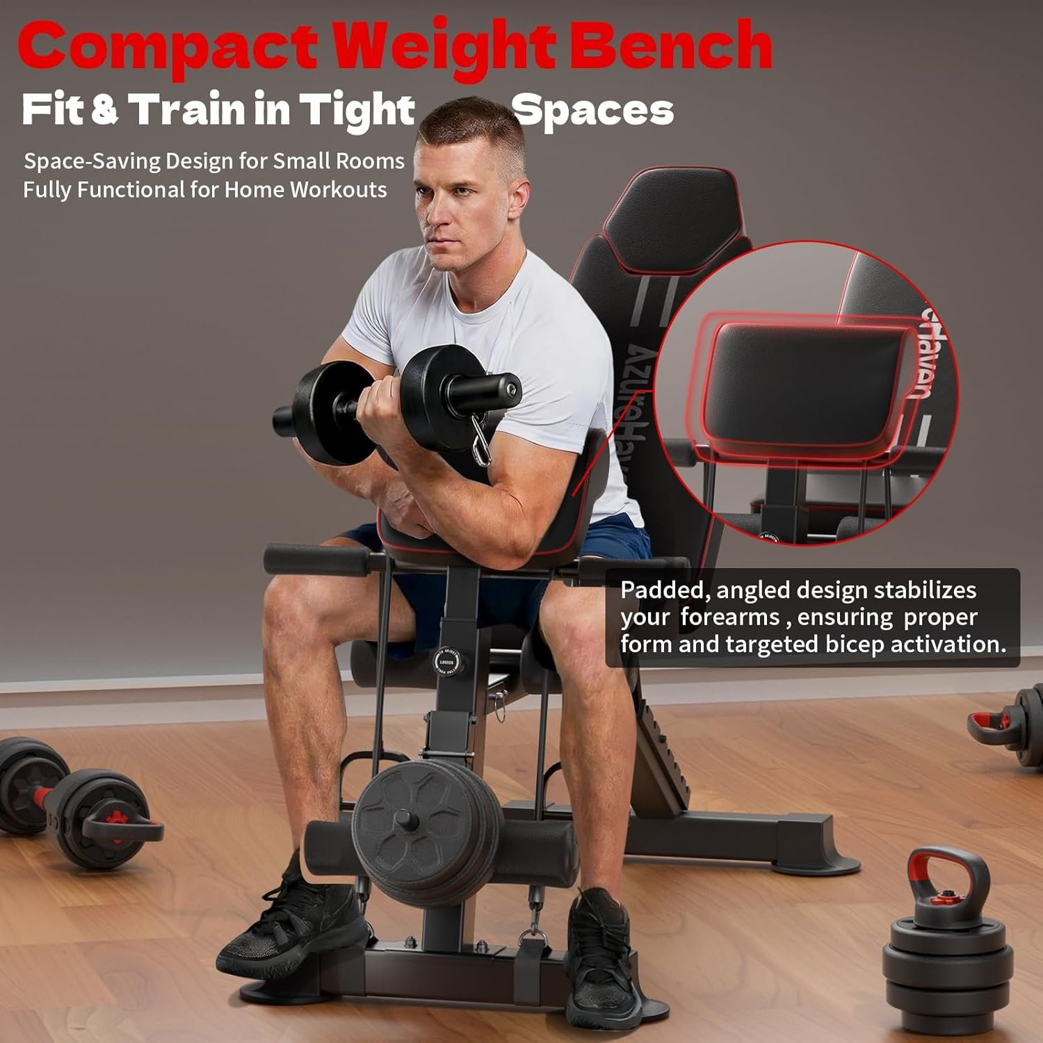 Adjustable Weight Bench, Foldable Incline Decline Flat Workout Bench for Home Gym Full Body Dumbbell Exercise, 660LBS Capacity (Black)