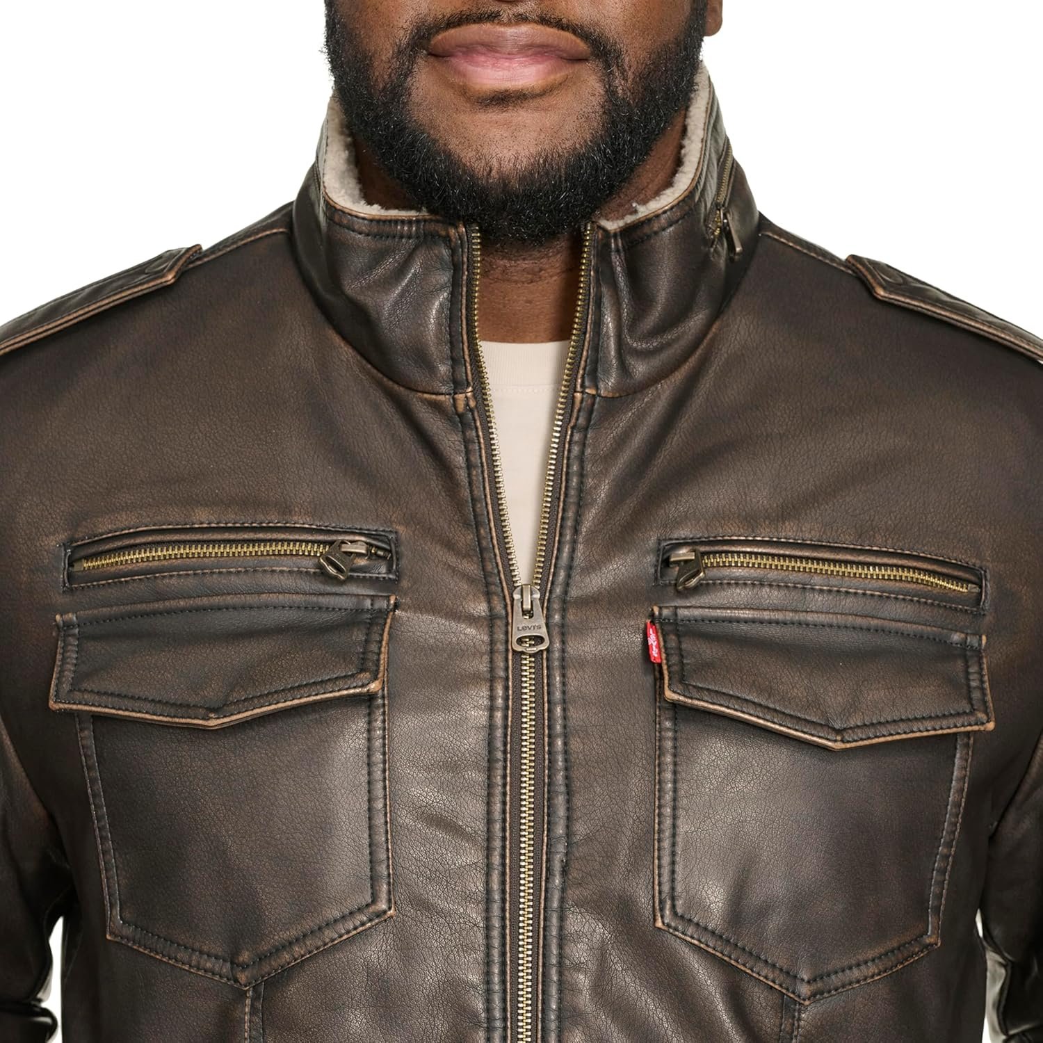 Levi's Men's Vintage Deer Faux Leather Aviator Bomber (Standard and Big & Tall)
