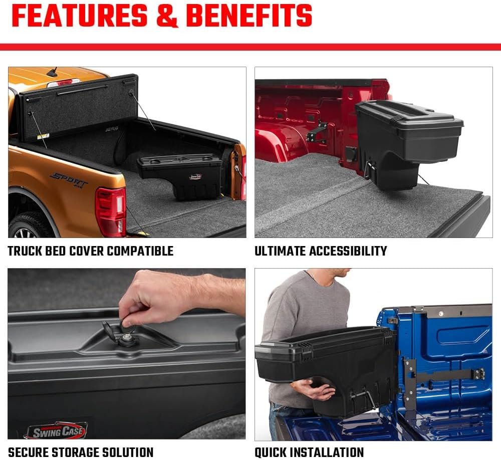RealTruck UnderCover SwingCase Truck Bed Storage Box | SC203P | Fits 2015 - 2025 Ford F-150 Passenger Side (Includes Lightning)