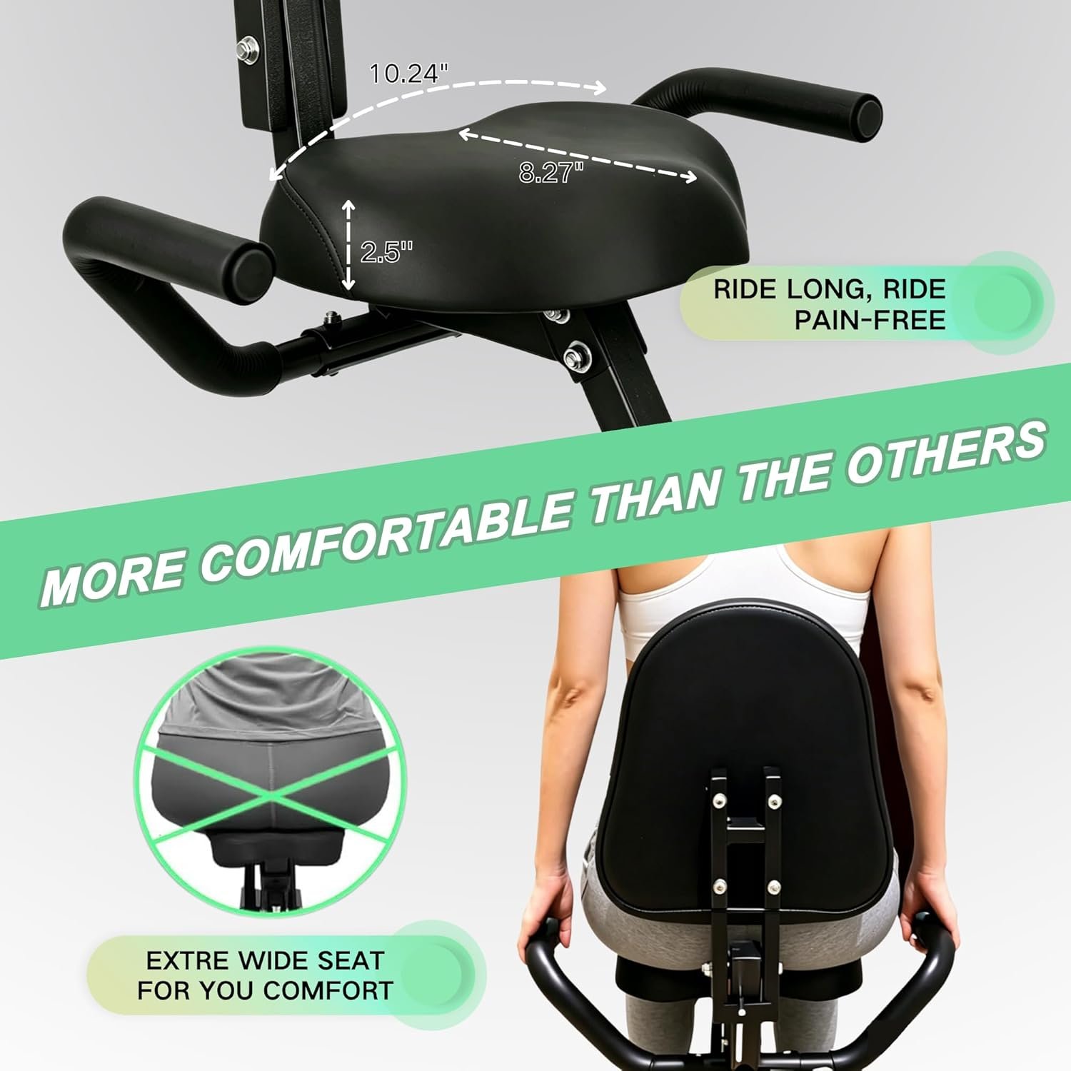 BARWING Stationary Exercise Bike for Home Workout, 5 IN 1 Foldable Indoor Cycling Bike for Seniors, 350LB Capacity, 16-Level Magnetic Resistance, Seat Backrest Adjustments