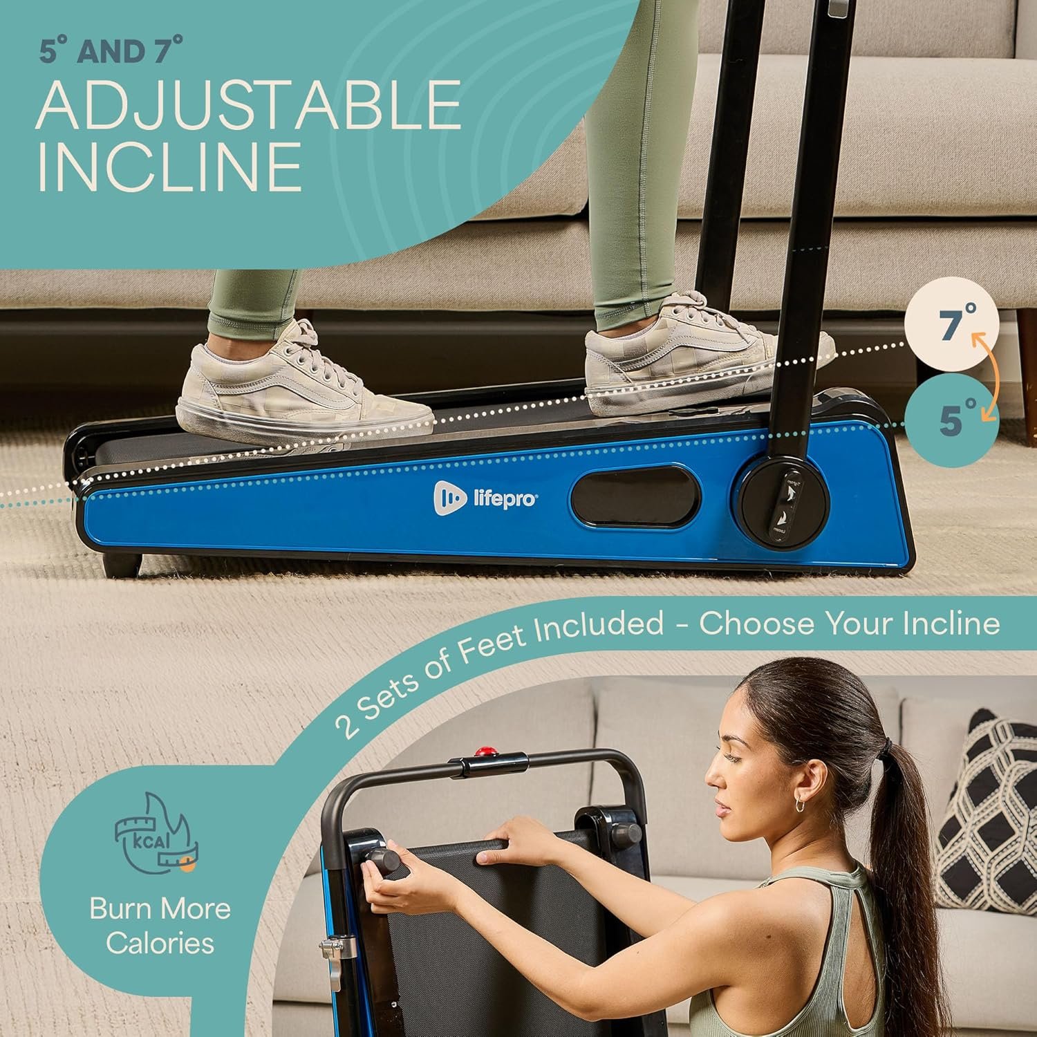 Lifepro Smallest Portable 30in Small Mini Walking Pad Treadmill Installation Free, Adjustable Incline, Under Desk Work Compact Treadmills for Home/Office - Max Load 220Lbs & Speed 3MPH